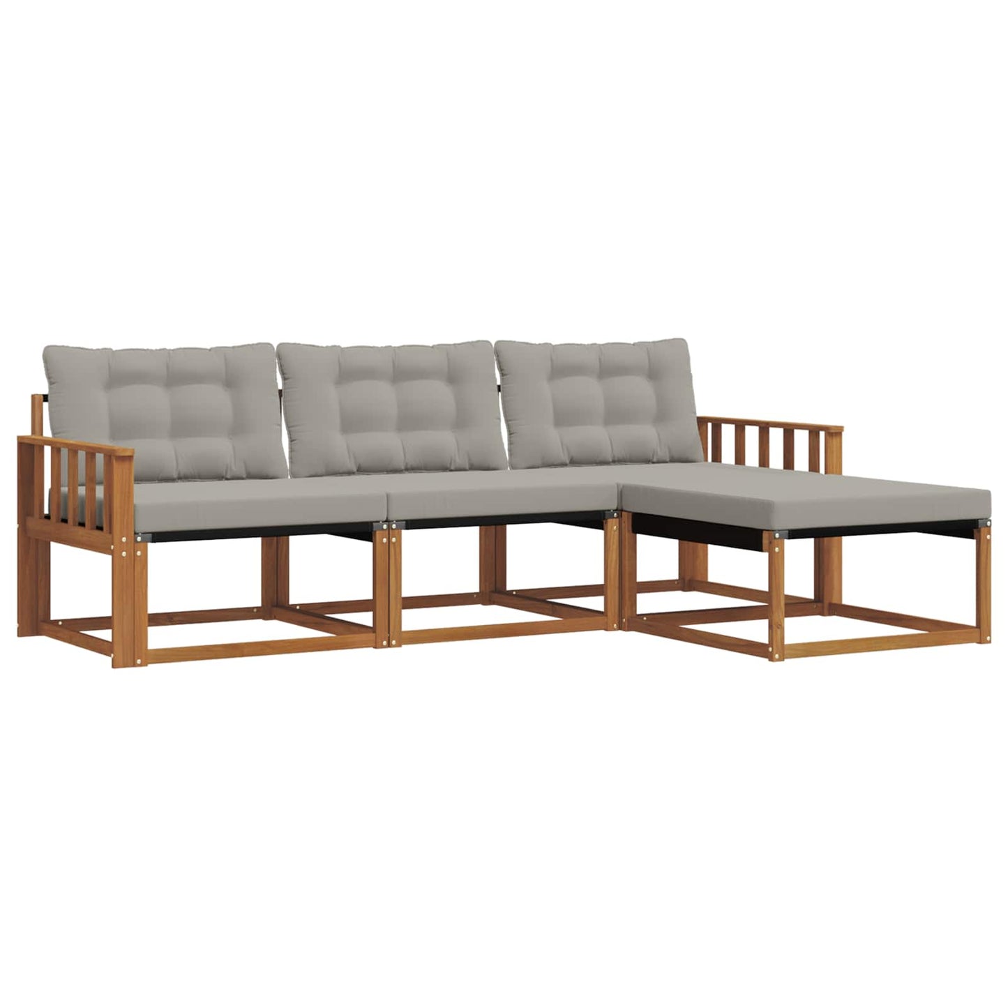 Outdoor-Sofagarnitur mit Kissen 4 pcs Natürlich und Hellgrau