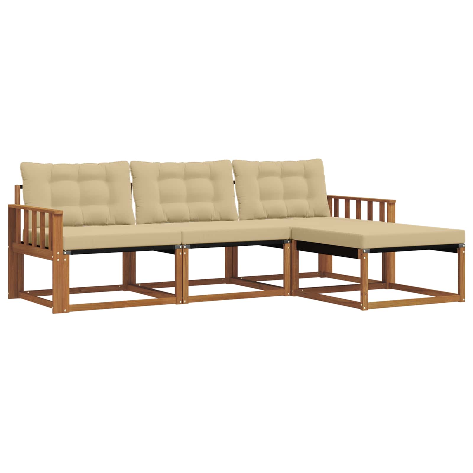 Outdoor-Sofagarnitur 4 stk. Natur und Beige