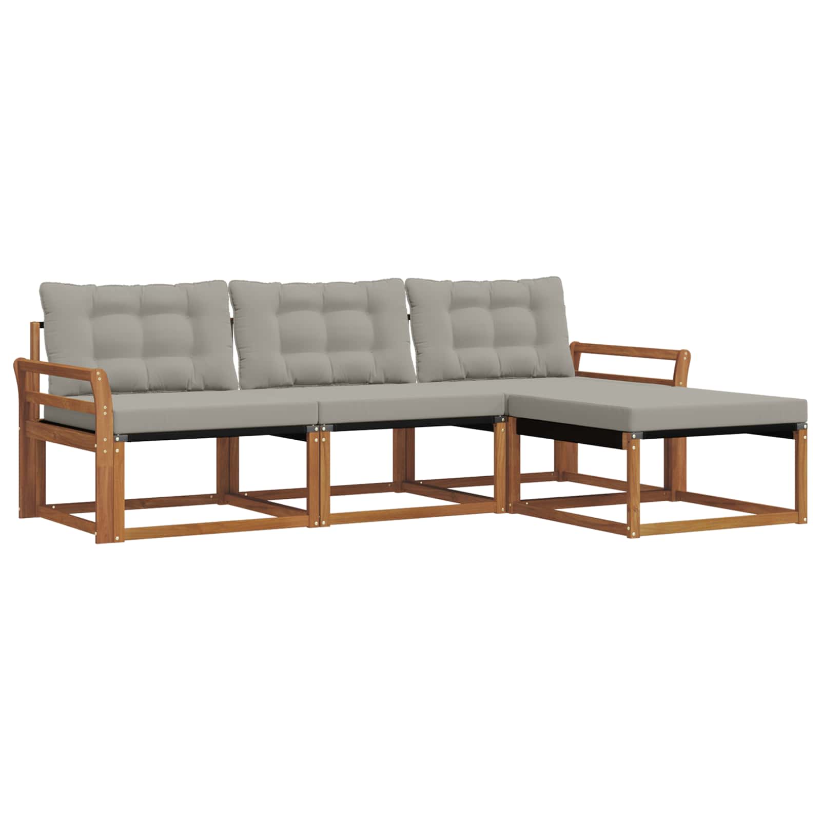 Outdoor-Sofagarnitur mit Kissen 4 pcs Natürlich und Hellgrau