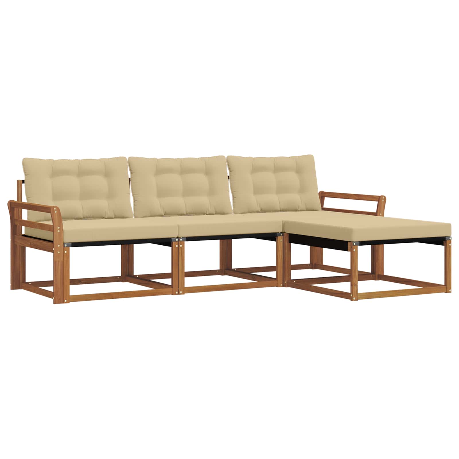 Outdoor-Sofagarnitur 4 stk. Natur und Beige