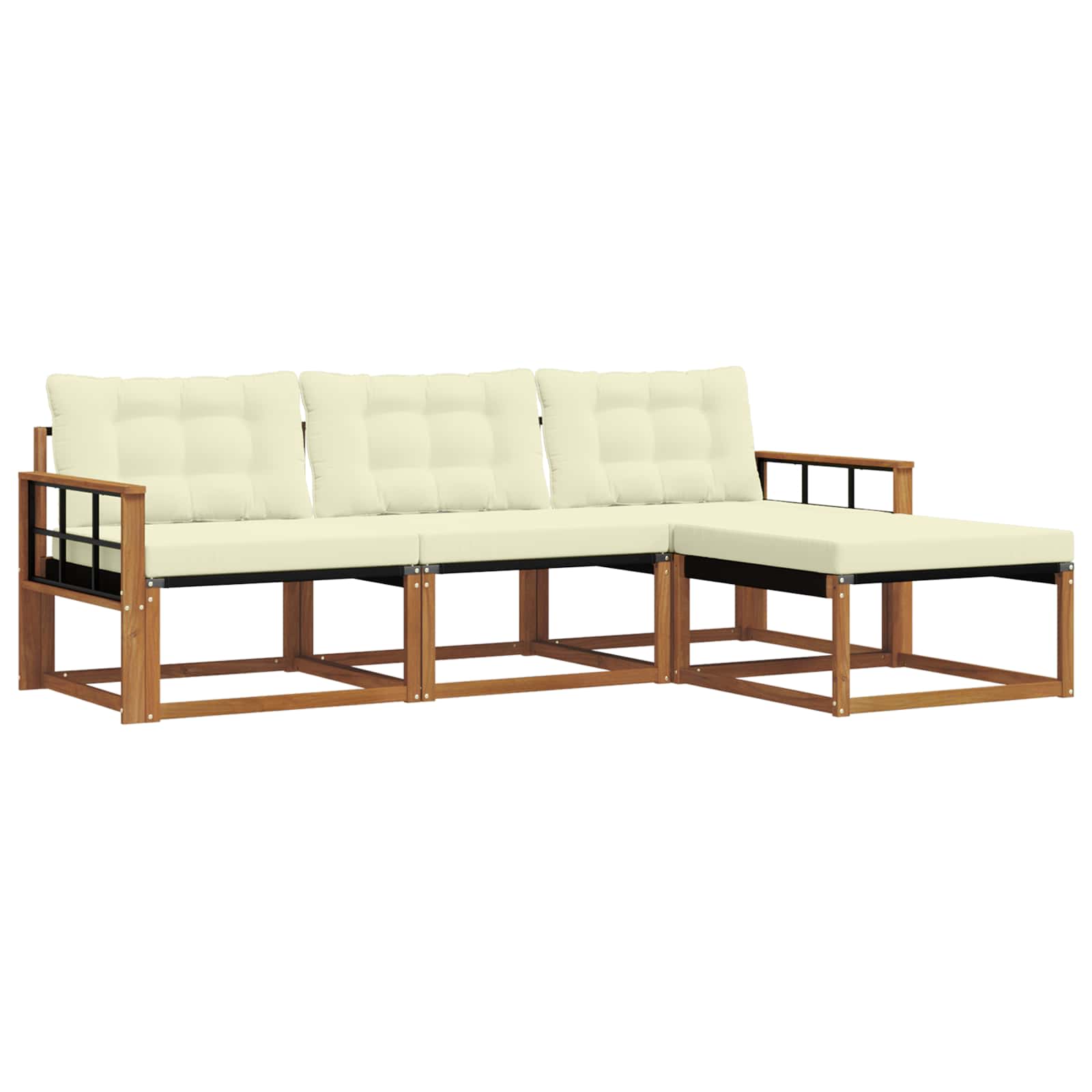 Outdoor-Sofagarnitur 4 stk. Natur und Creme