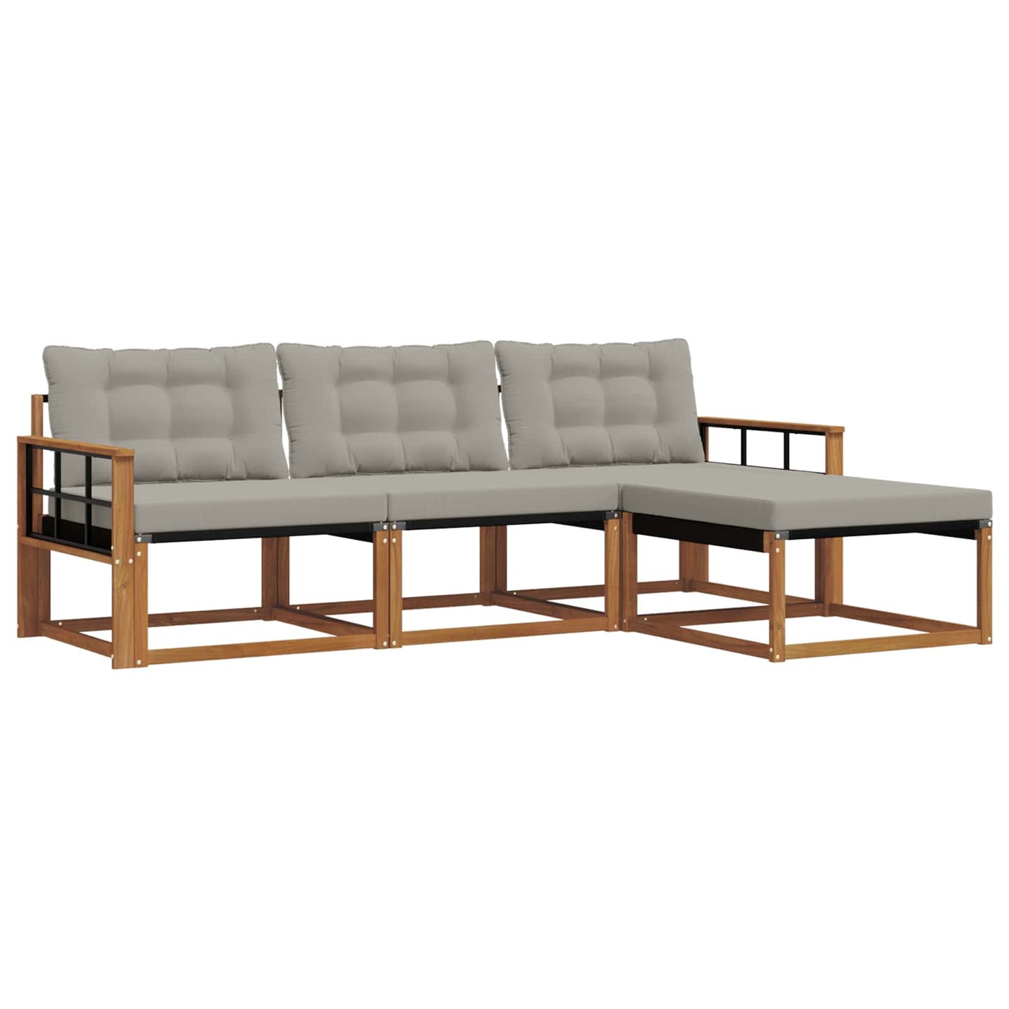 Outdoor-Sofagarnitur mit Kissen 4 pcs Natürlich und Hellgrau