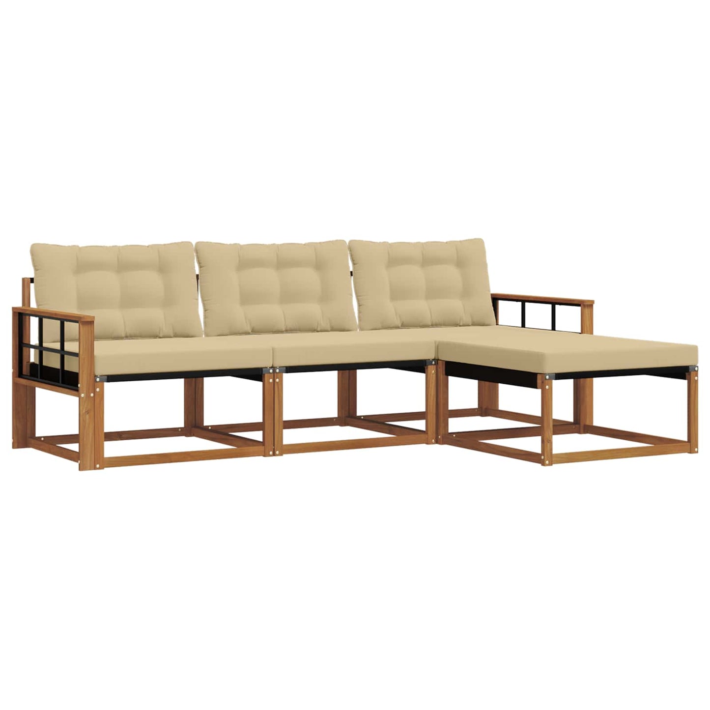 Outdoor-Sofagarnitur 4 stk. Natur und Beige
