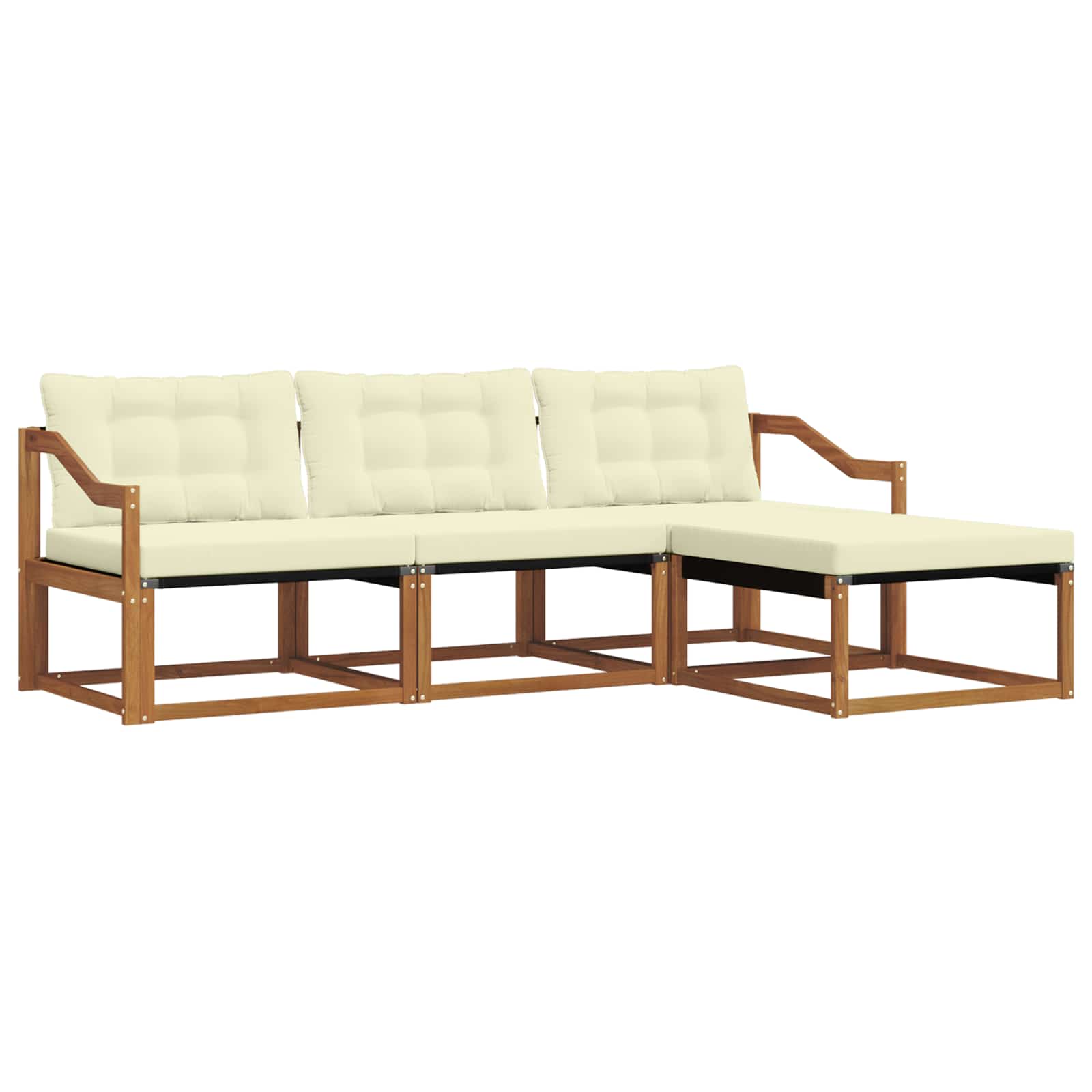 Outdoor-Sofagarnitur 4 stk. Natur und Creme