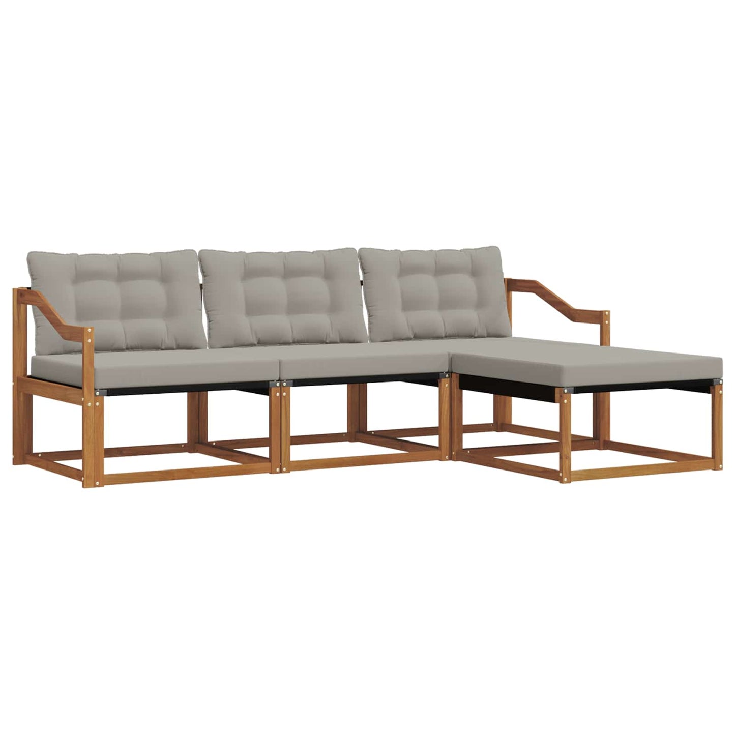 Outdoor-Sofagarnitur mit Kissen 4 pcs Natürlich und Hellgrau