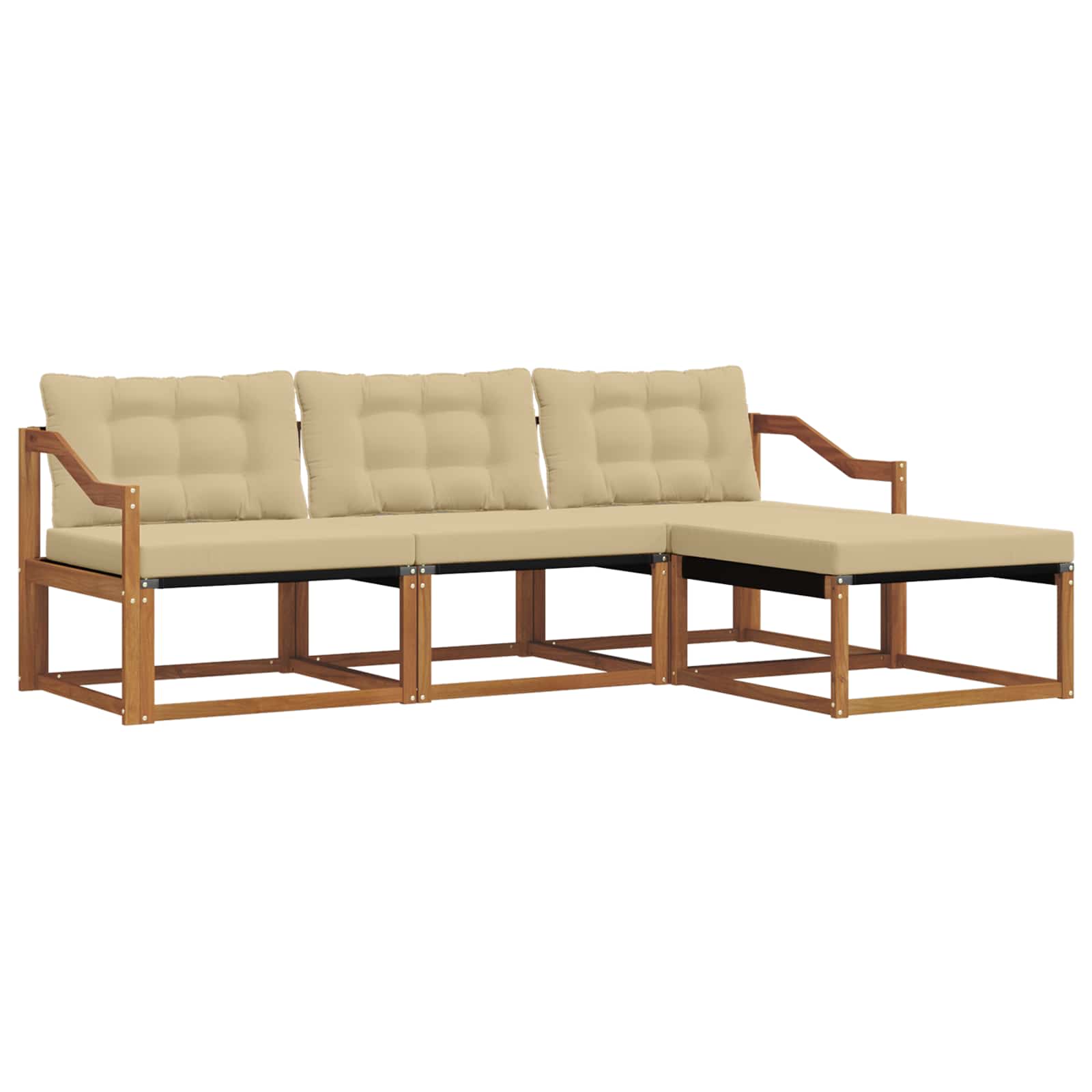 Outdoor-Sofagarnitur mit Kissen 4 pcs Natur und Beige