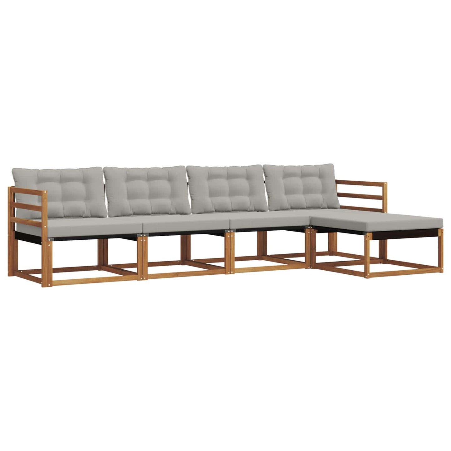 Outdoor-Sofagarnitur mit Kissen 5 pcs Natürlich und Hellgrau