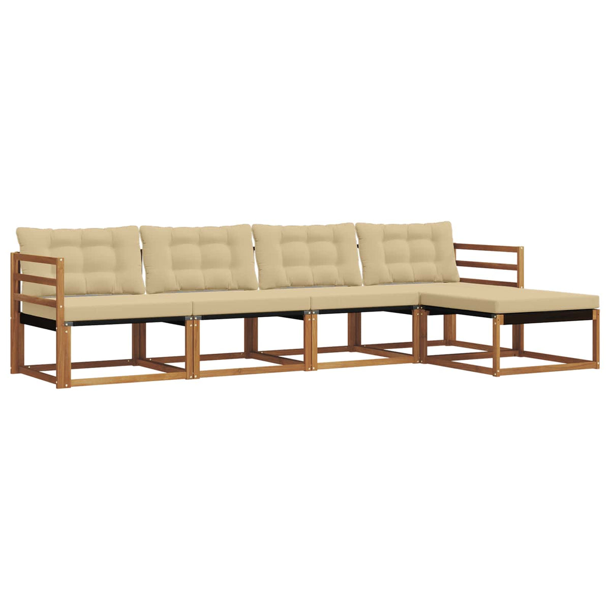 Outdoor-Sofagarnitur 5 stk. Natur und Beige
