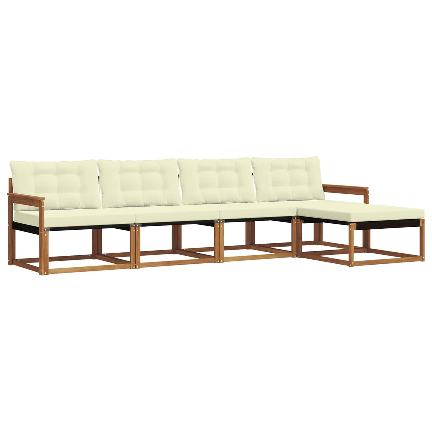 Outdoor-Sofagarnitur mit Kissen 5 pcs Natur und Creme