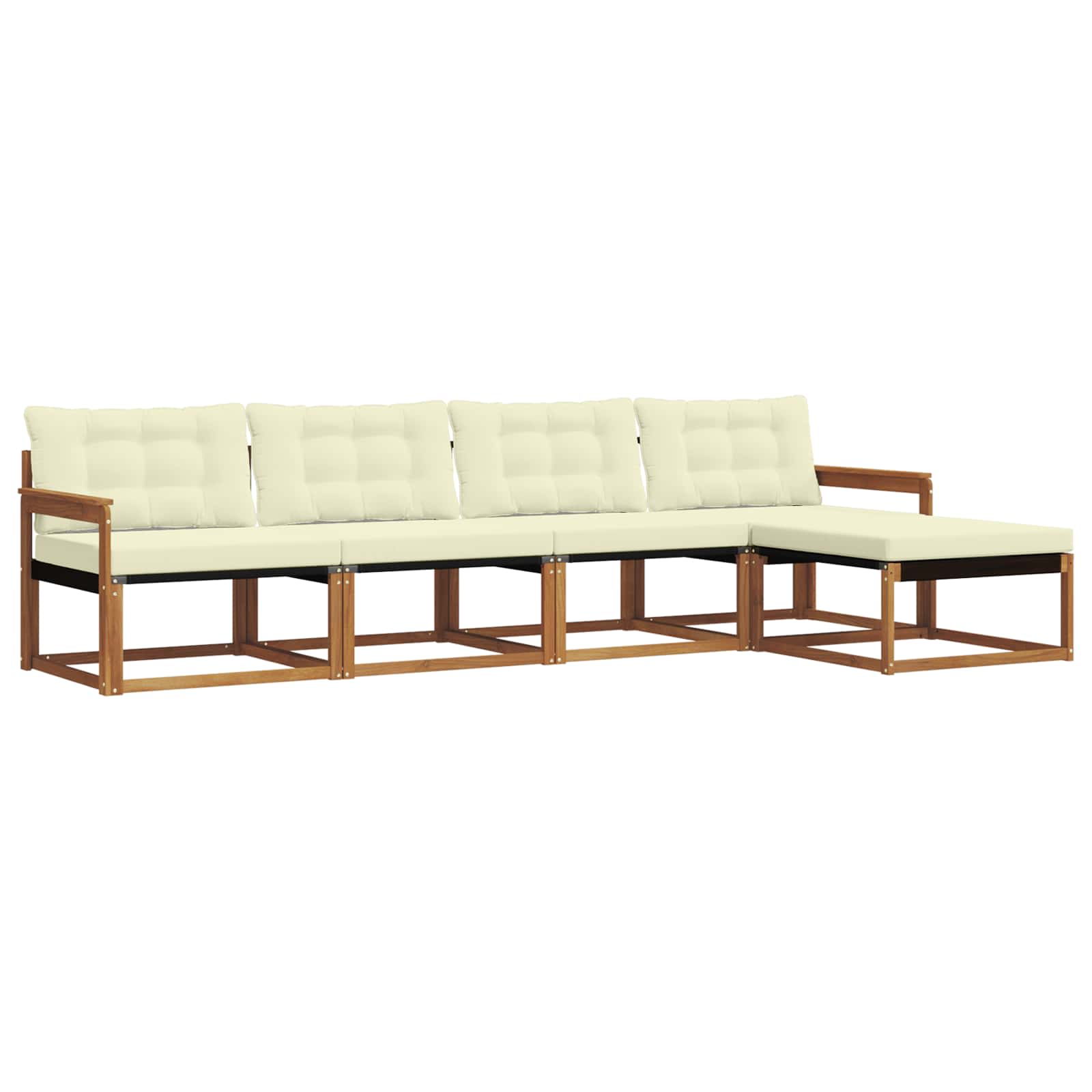 Outdoor-Sofagarnitur mit Kissen 5 pcs Natur und Creme