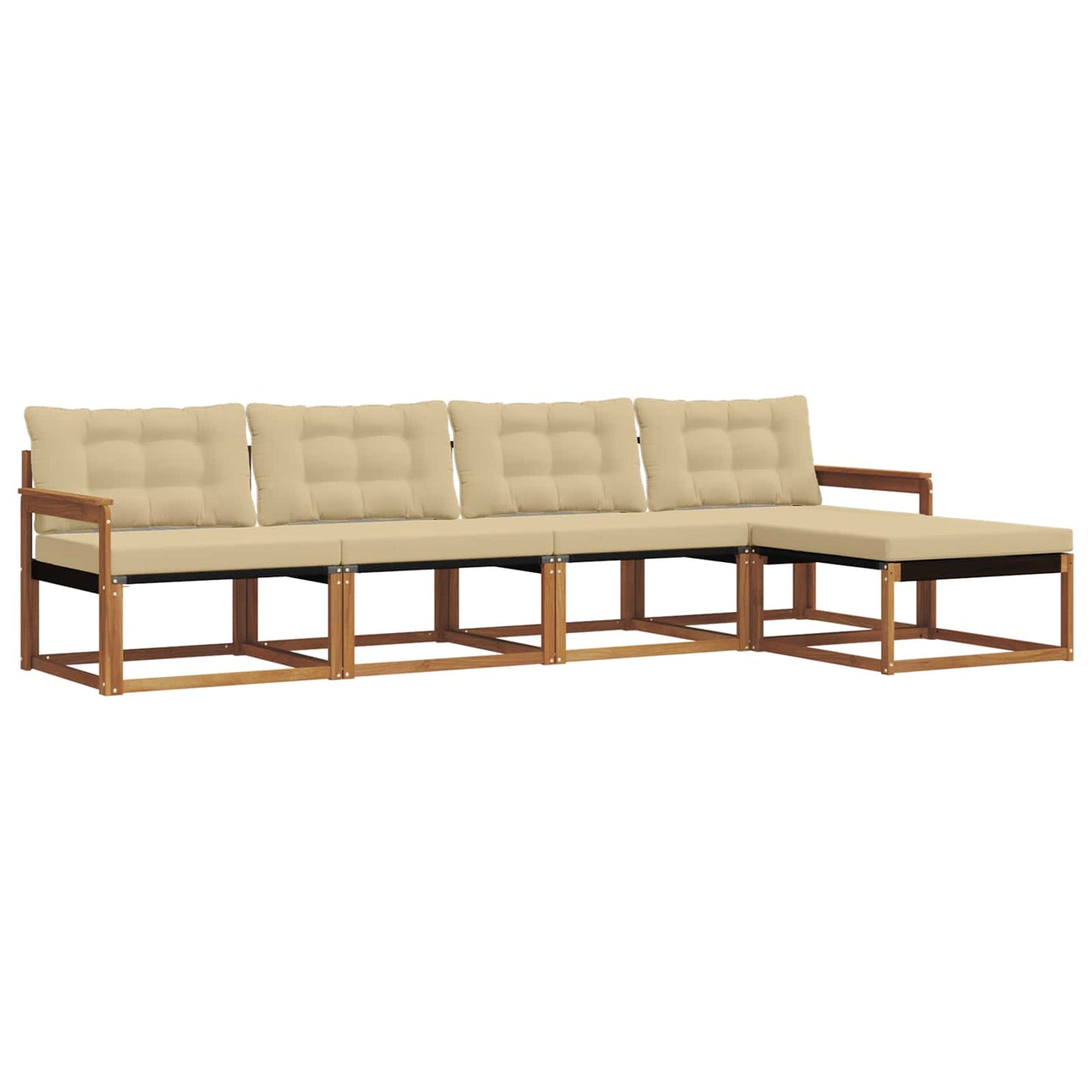 Outdoor-Sofagarnitur mit Kissen 5 pcs Natur und Beige