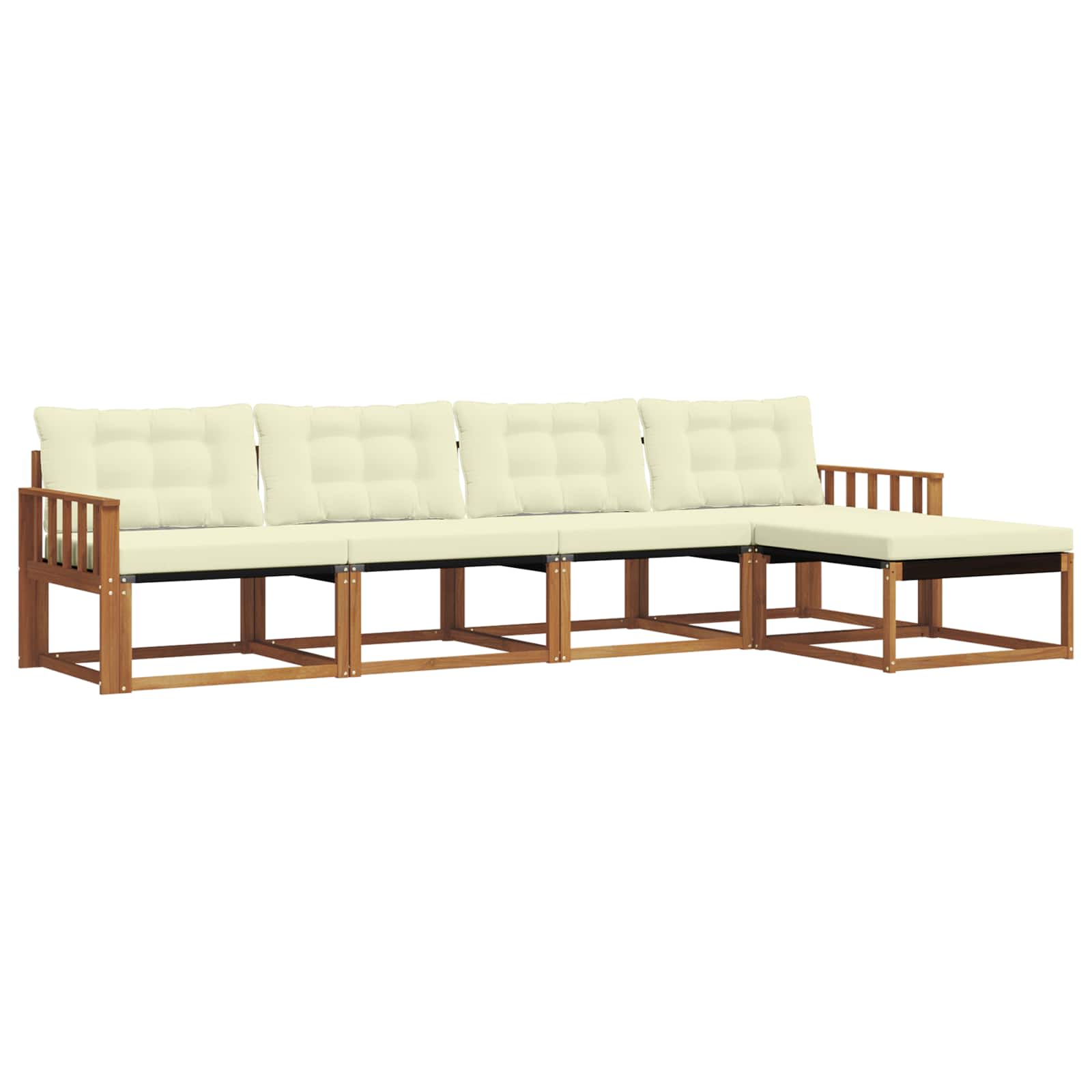 Outdoor-Sofagarnitur mit Kissen 5 pcs Natur und Creme