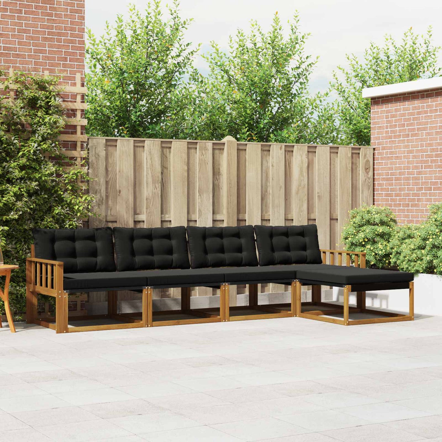 Outdoor-Sofagarnitur mit Kissen 5 pcs Natürlich und Schwarz