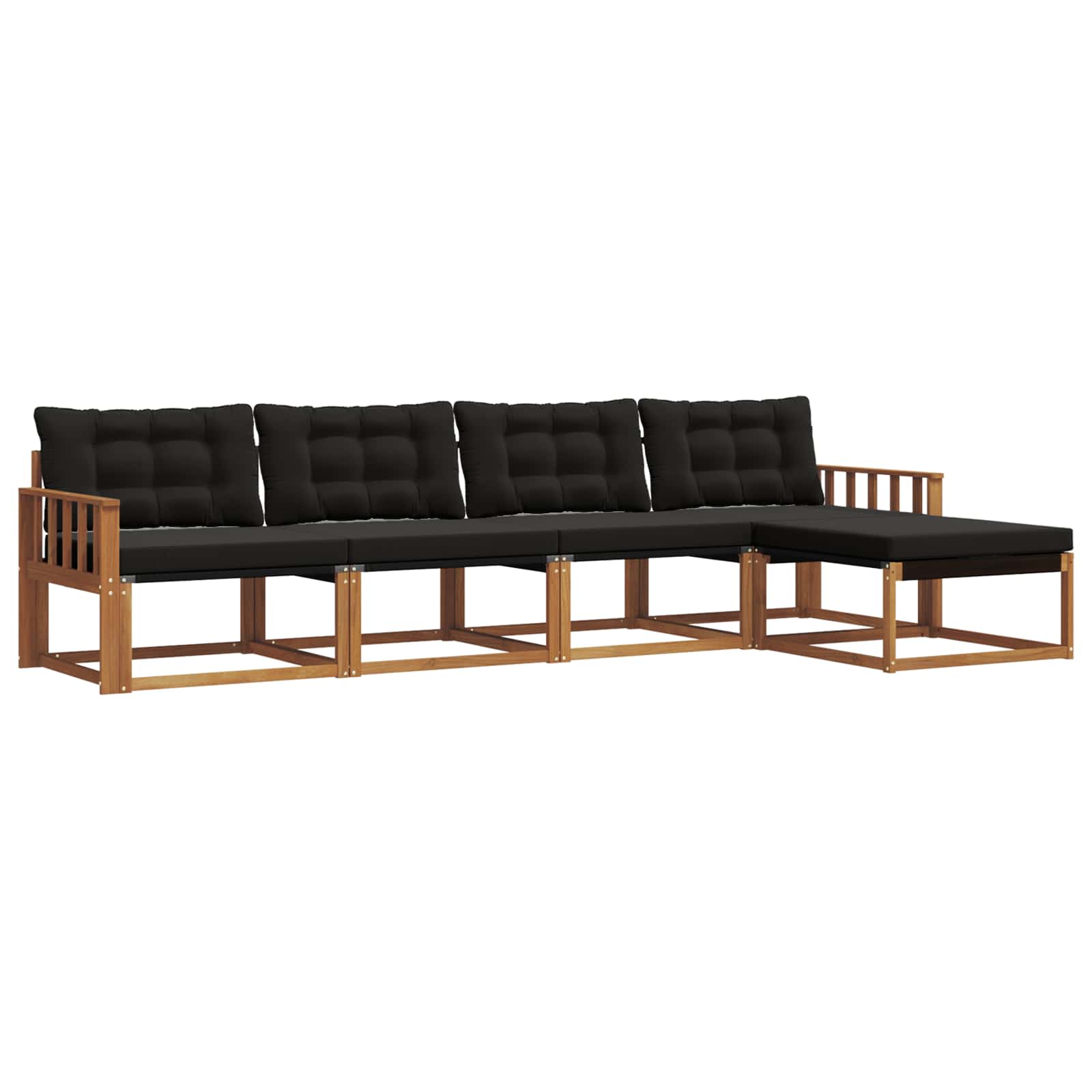 Outdoor-Sofagarnitur mit Kissen 5 pcs Natürlich und Schwarz