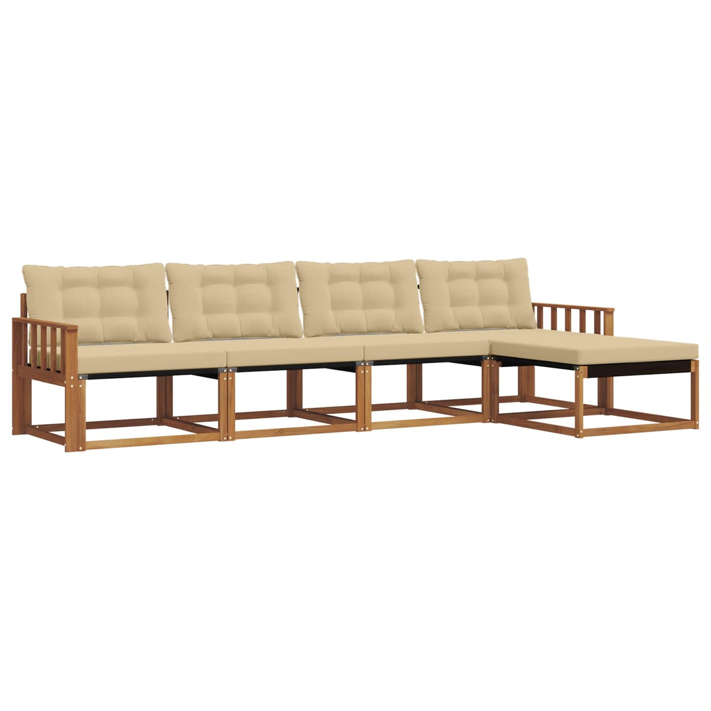 Outdoor-Sofagarnitur mit Kissen 5 pcs Natur und Beige