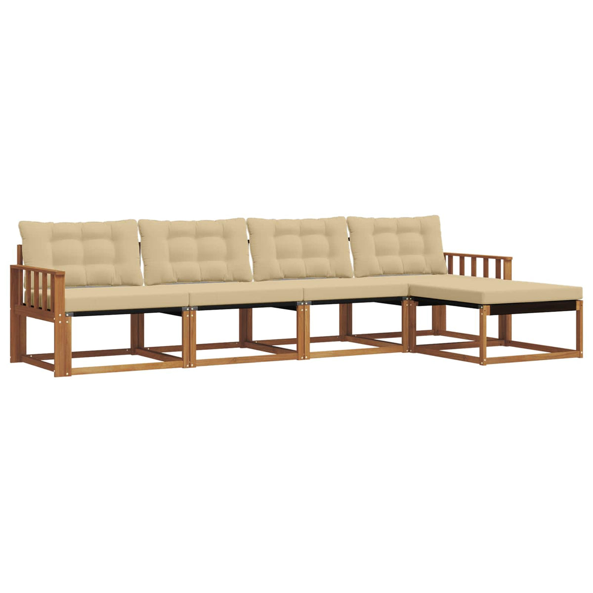 Outdoor-Sofagarnitur 5 stk. Natur und Beige
