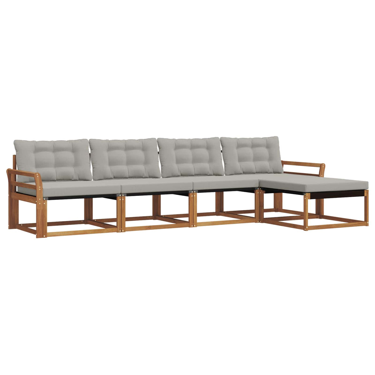 Outdoor-Sofagarnitur 5 stk. Natur und Hellgrau
