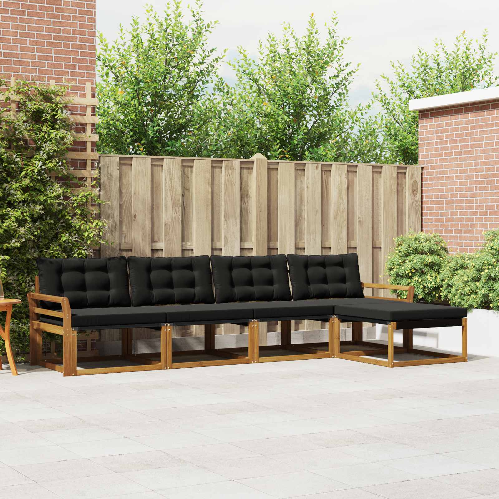 Outdoor-Sofagarnitur mit Kissen 5 pcs Natürlich und Schwarz