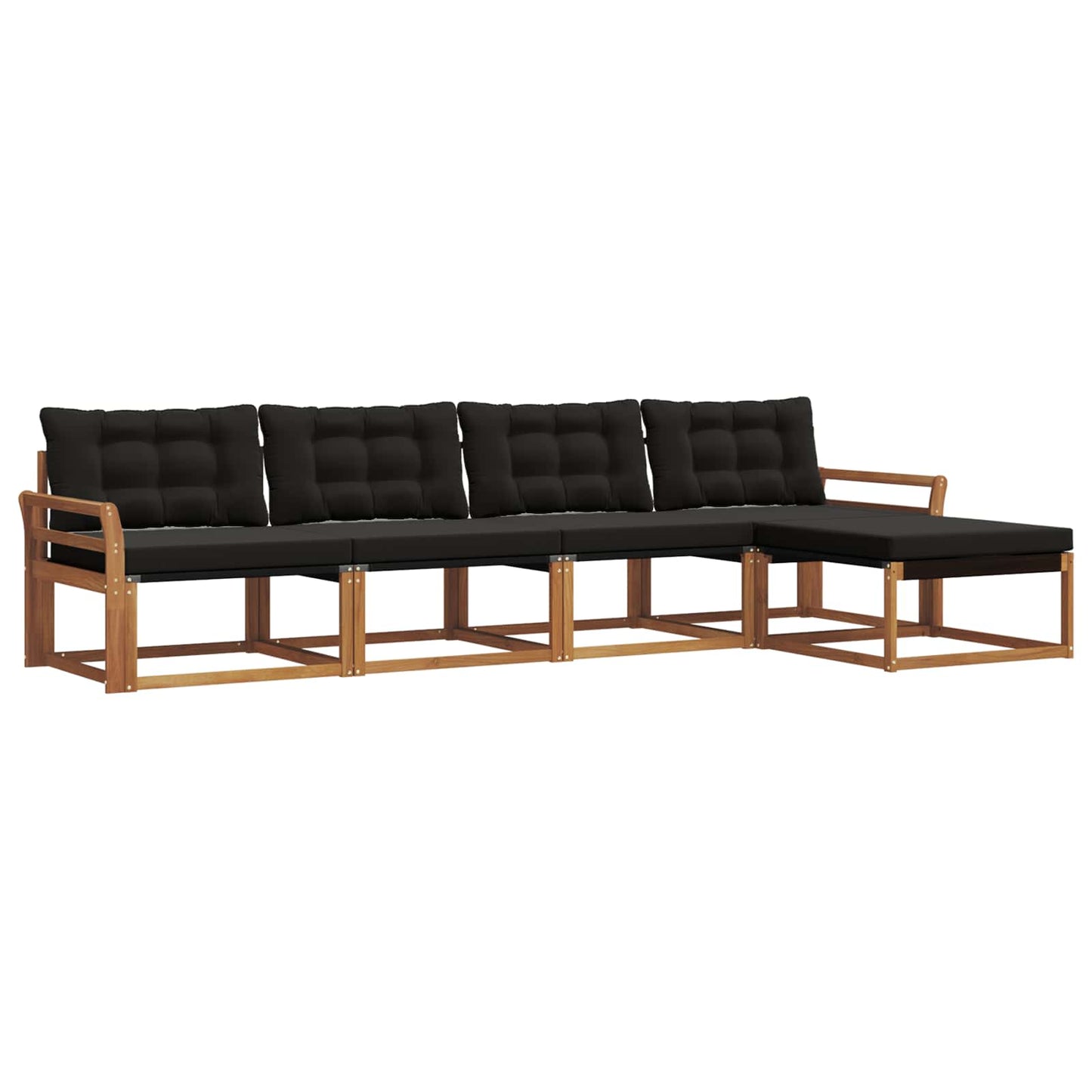 Outdoor-Sofagarnitur mit Kissen 5 pcs Natürlich und Schwarz