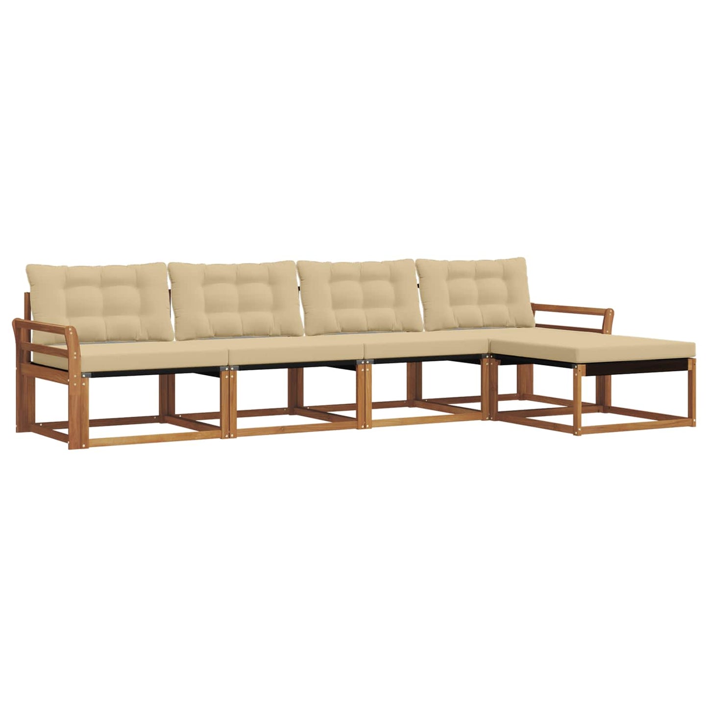 Outdoor-Sofagarnitur mit Kissen 5 pcs Natur und Beige
