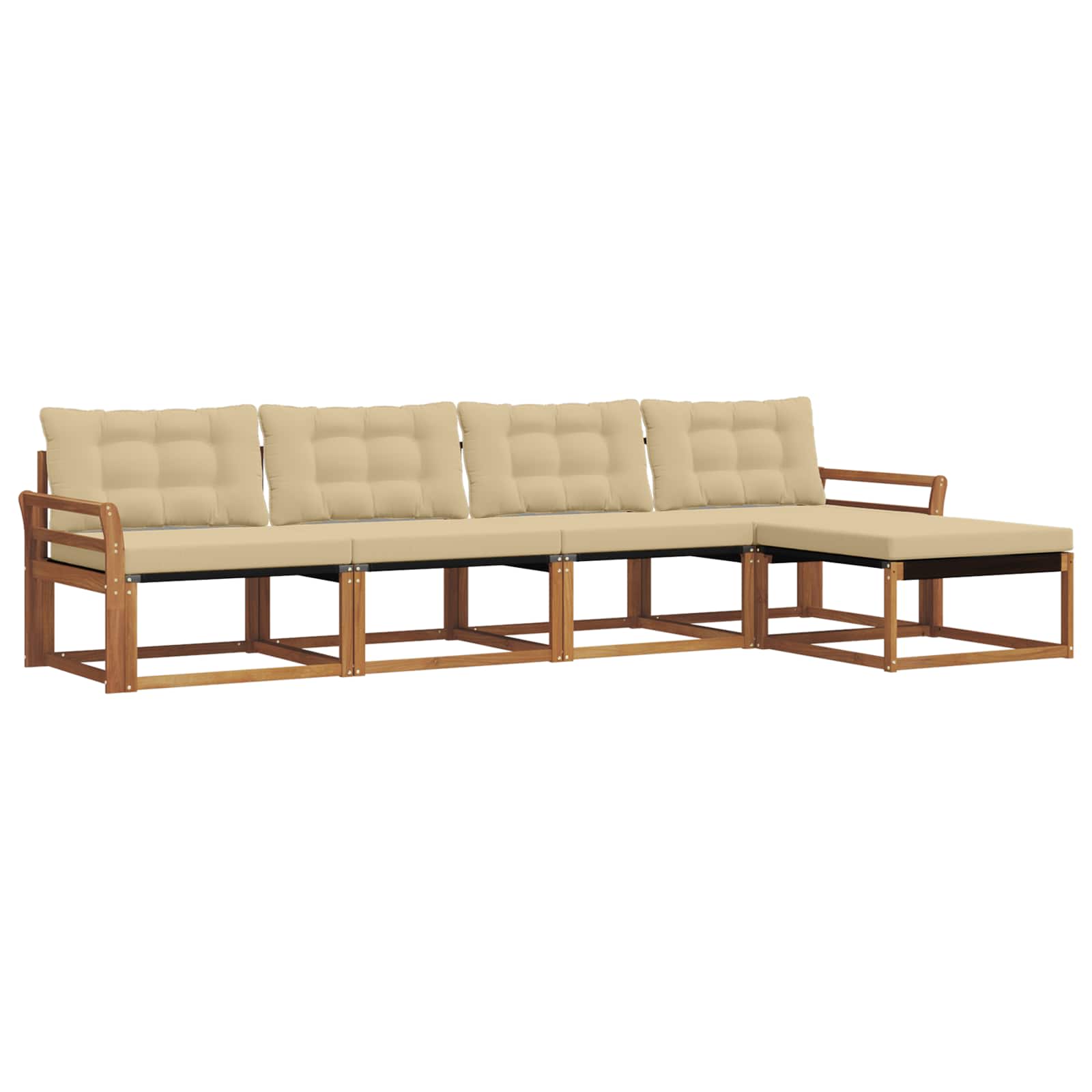 Outdoor-Sofagarnitur mit Kissen 5 pcs Natur und Beige