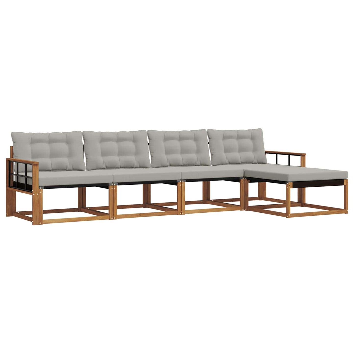 Outdoor-Sofagarnitur mit Kissen 5 pcs Natürlich und Hellgrau