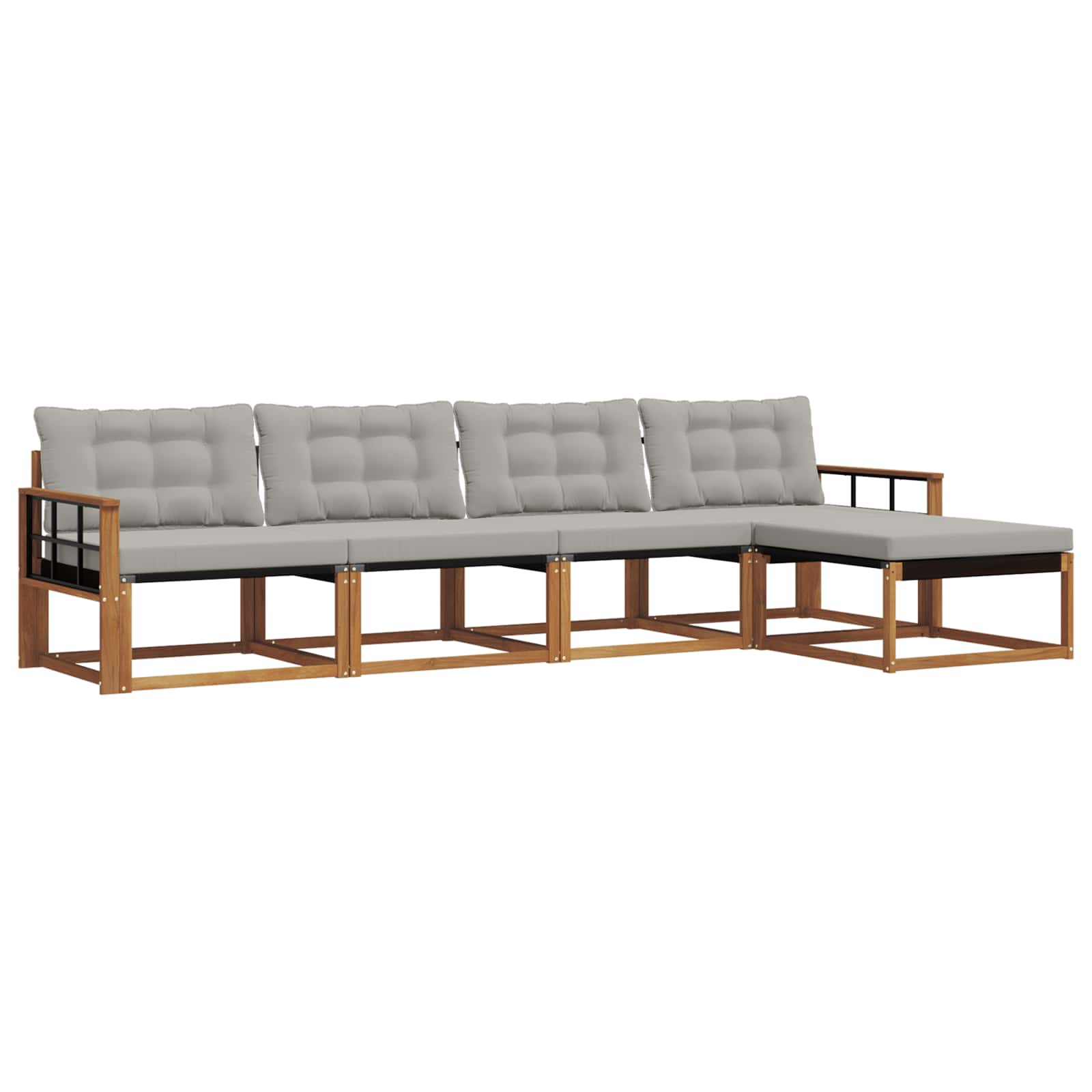Outdoor-Sofagarnitur mit Kissen 5 pcs Natürlich und Hellgrau