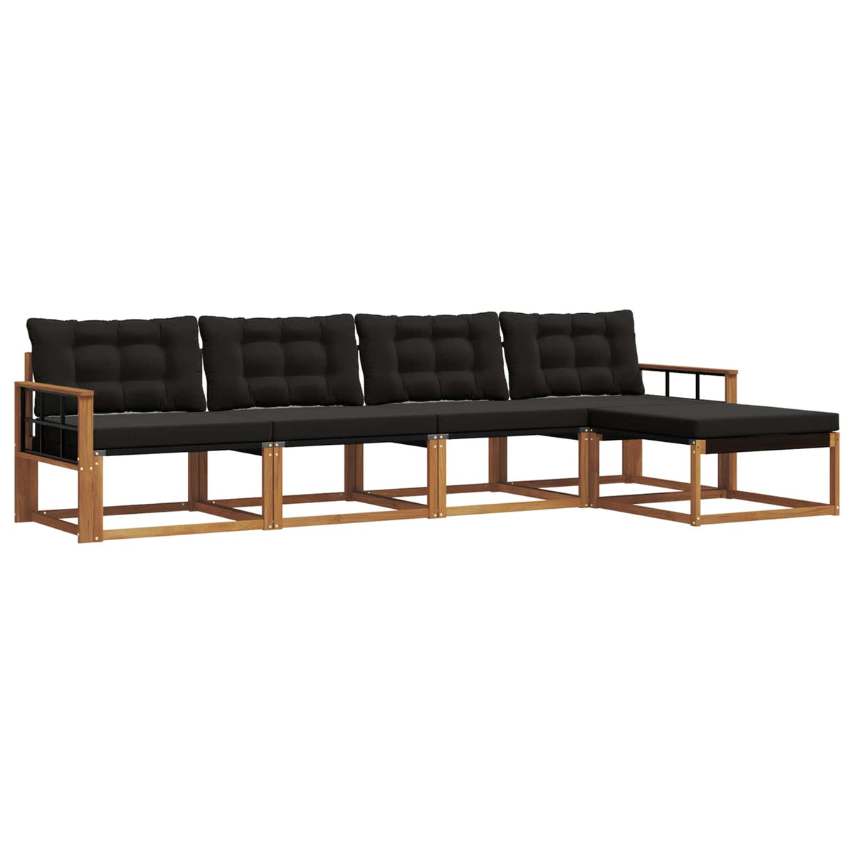 Outdoor-Sofagarnitur 5 stk. Natur und Schwarz