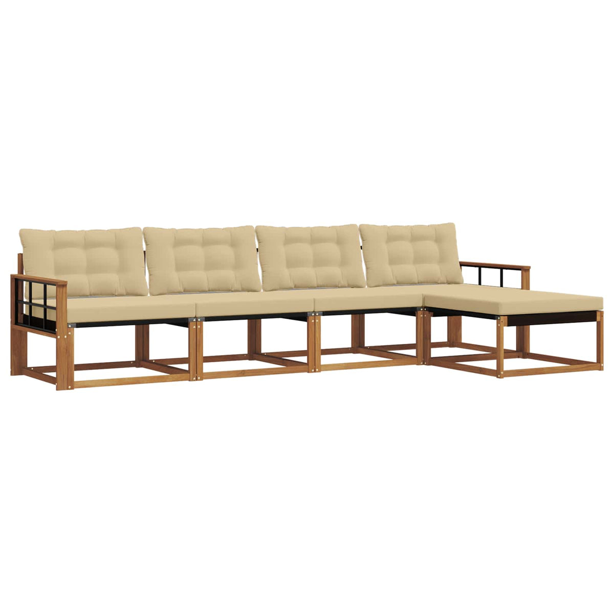 Outdoor-Sofagarnitur 5 stk. Natur und Beige