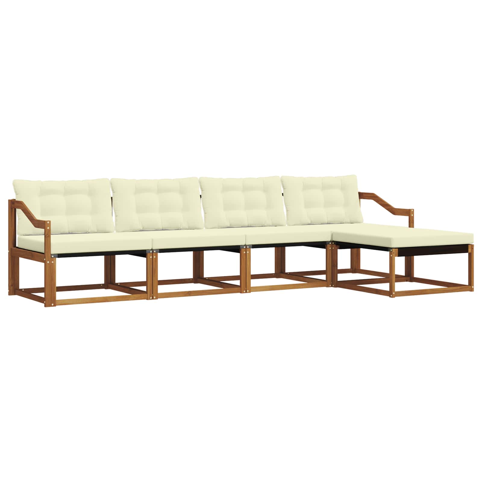 Outdoor-Sofagarnitur mit Kissen 5 pcs Natur und Creme