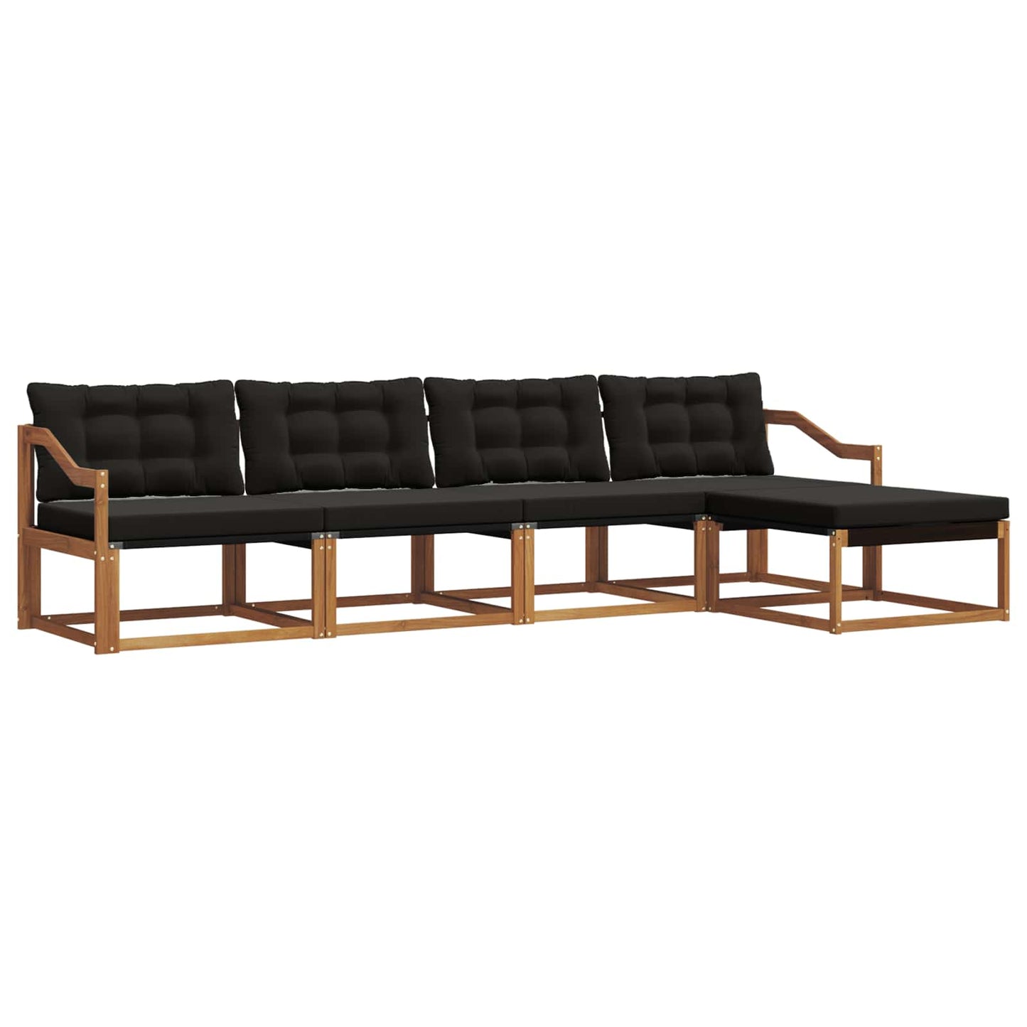 Outdoor-Sofagarnitur mit Kissen 5 pcs Natürlich und Schwarz