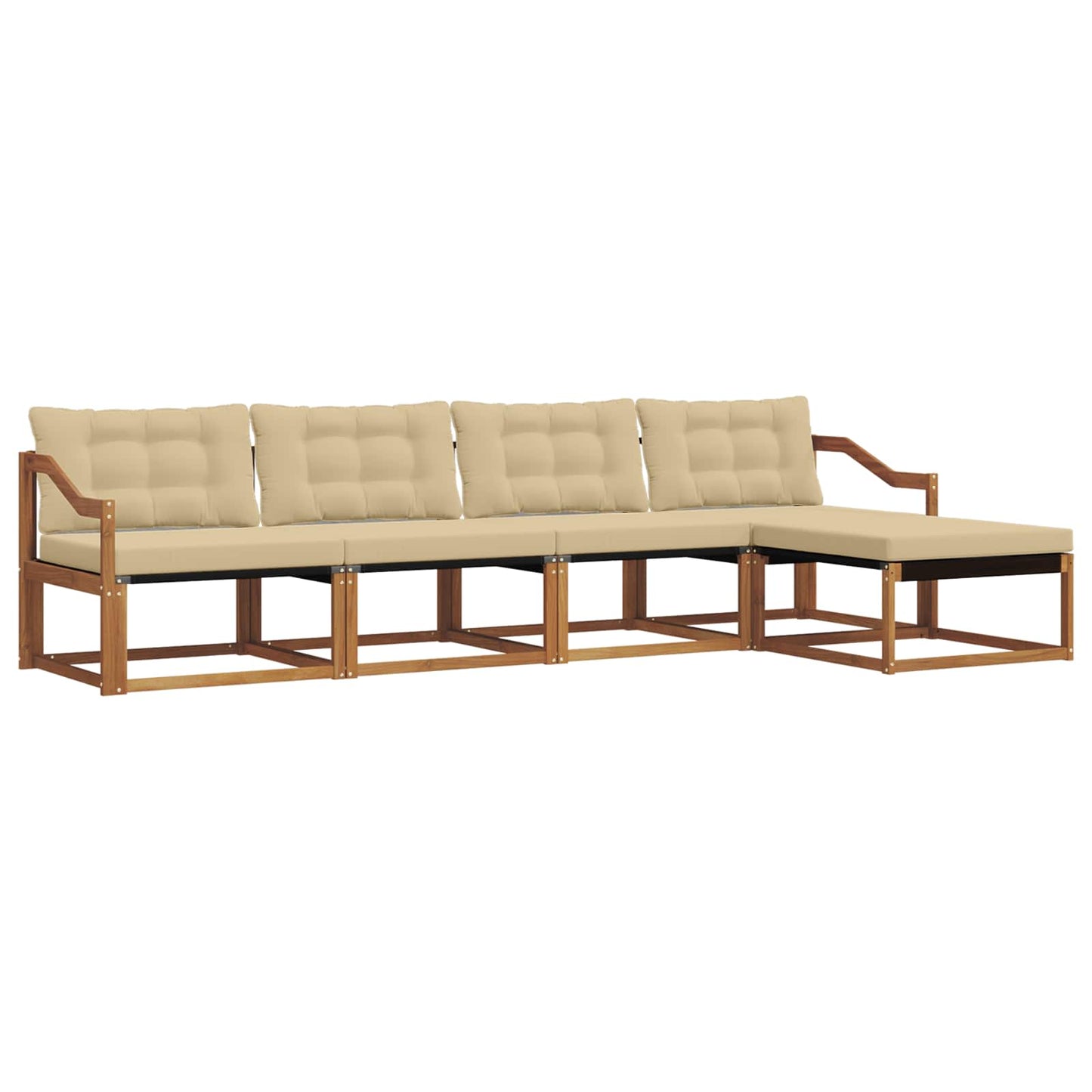 Outdoor-Sofagarnitur mit Kissen 5 pcs Natur und Beige