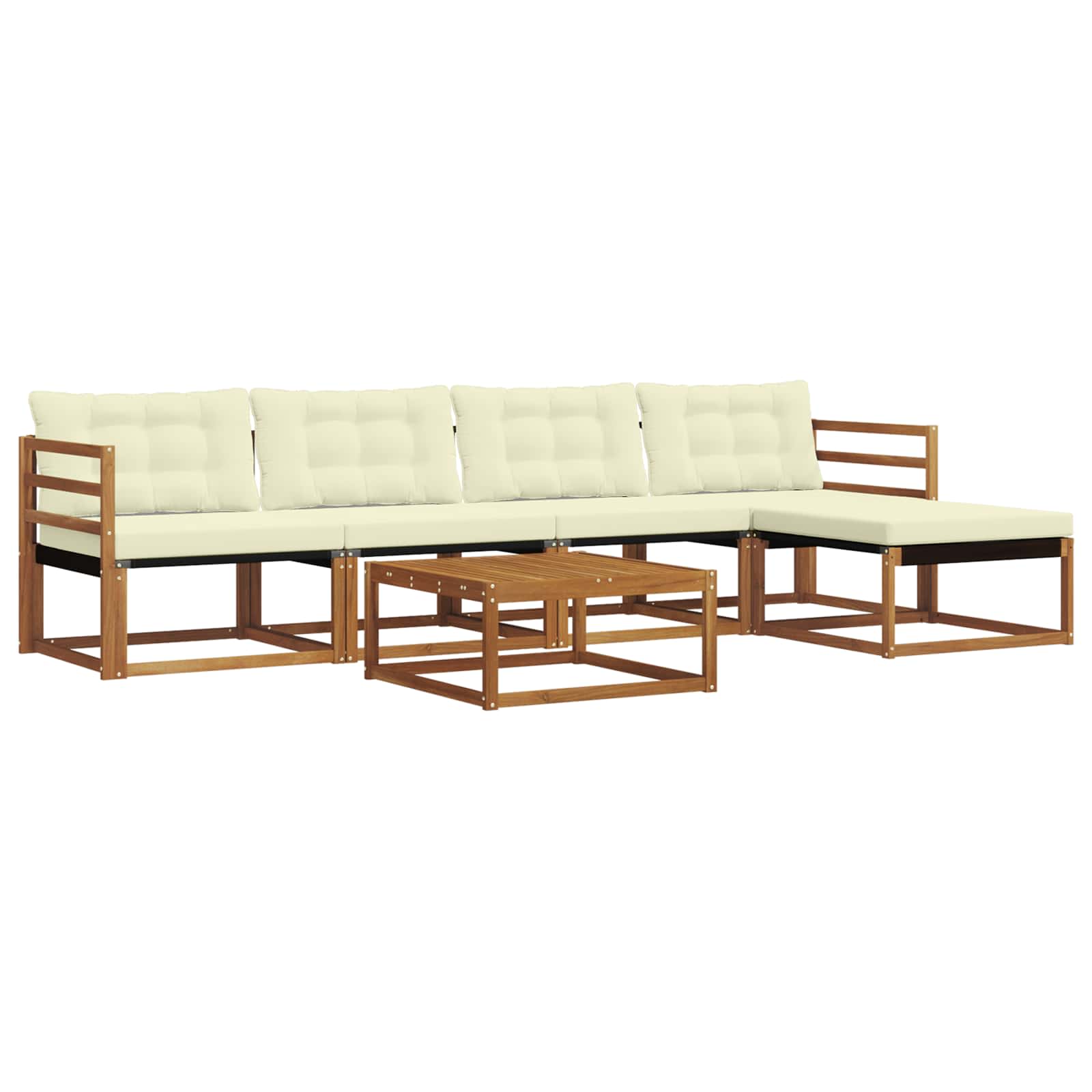 Outdoor-Sofagarnitur mit Kissen 6 pcs Natur und Creme