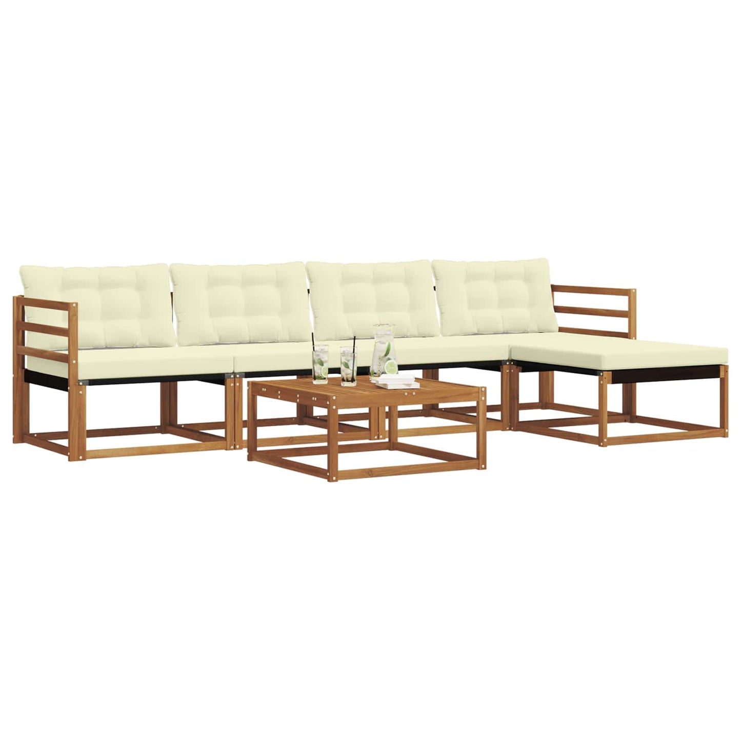 Outdoor-Sofagarnitur mit Kissen 6 pcs Natur und Creme