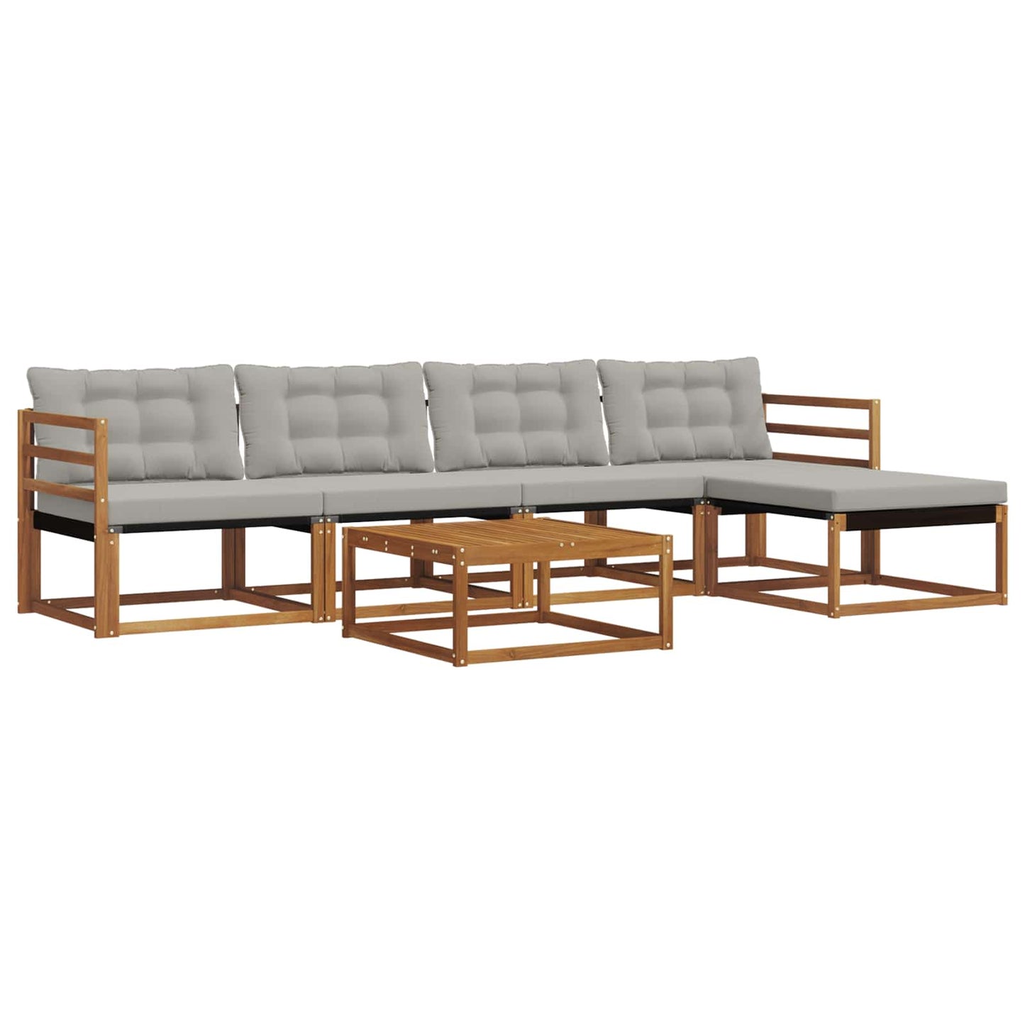 Outdoor-Sofagarnitur mit Kissen 6 pcs Natürlich und Hellgrau