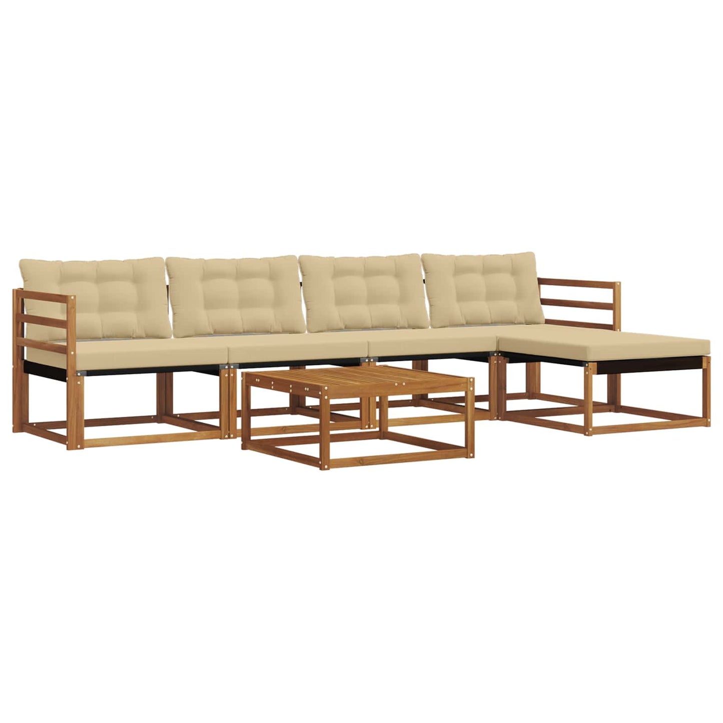 Outdoor-Sofagarnitur mit Kissen 6 pcs Natur und Beige