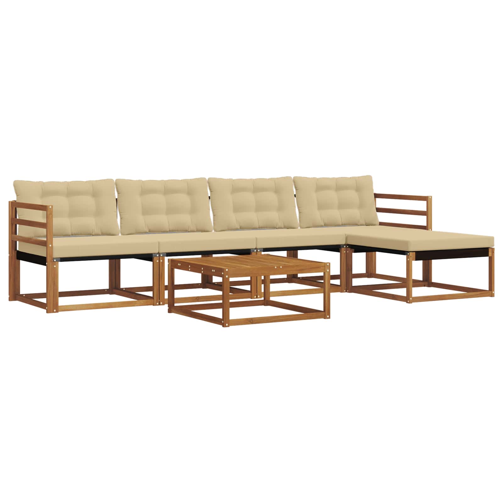 Outdoor-Sofagarnitur mit Kissen 6 pcs Natur und Beige
