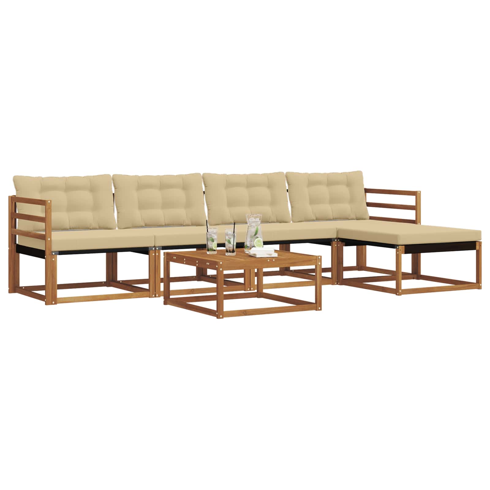 Outdoor-Sofagarnitur mit Kissen 6 pcs Natur und Beige