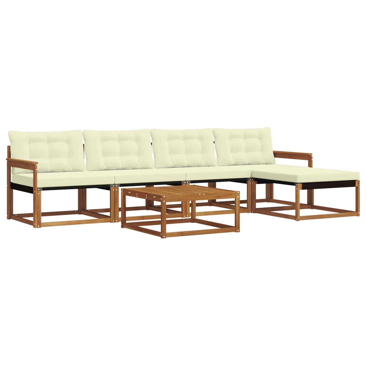 Outdoor-Sofagarnitur mit Kissen 6 pcs Natur und Creme