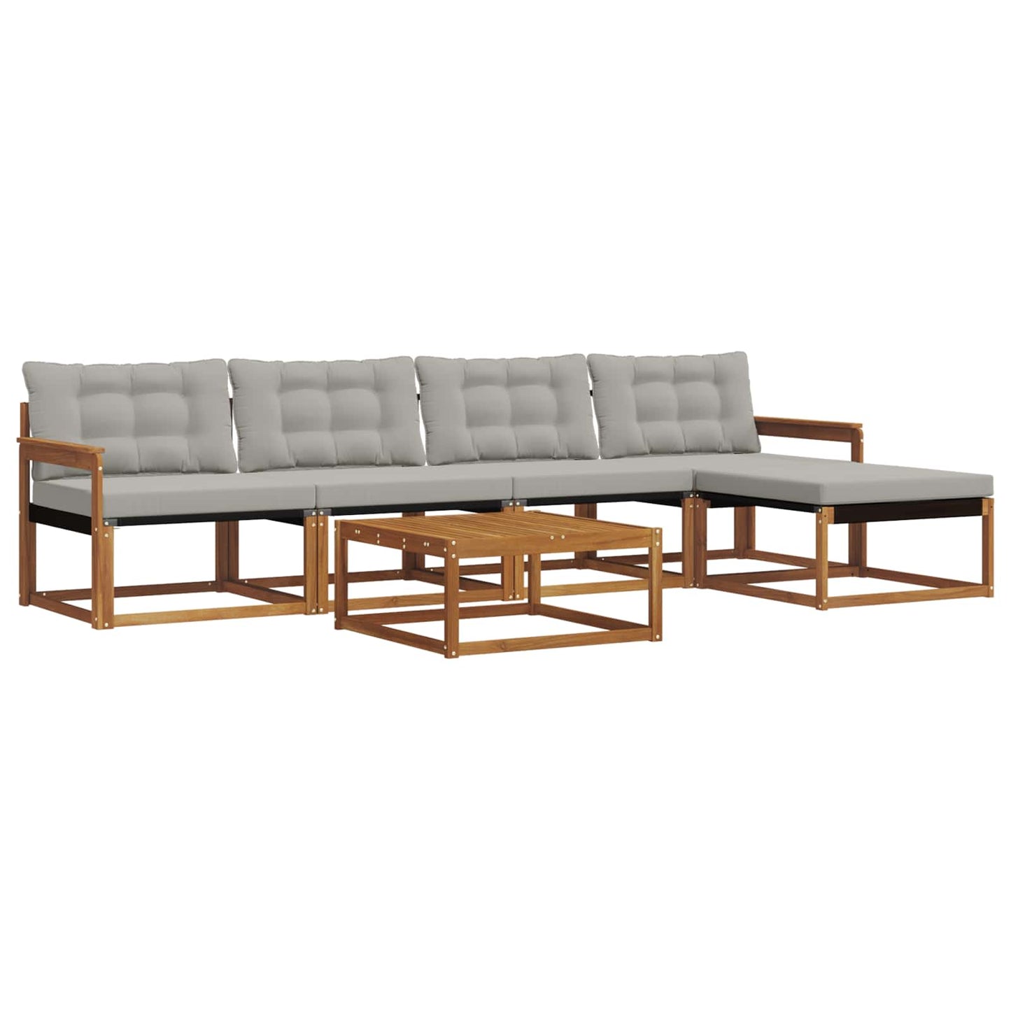 Outdoor-Sofagarnitur mit Kissen 6 pcs Natürlich und Hellgrau