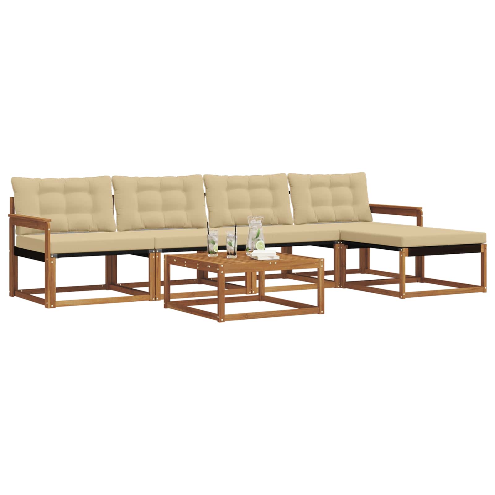 Outdoor-Sofagarnitur mit Kissen 6 pcs Natur und Beige