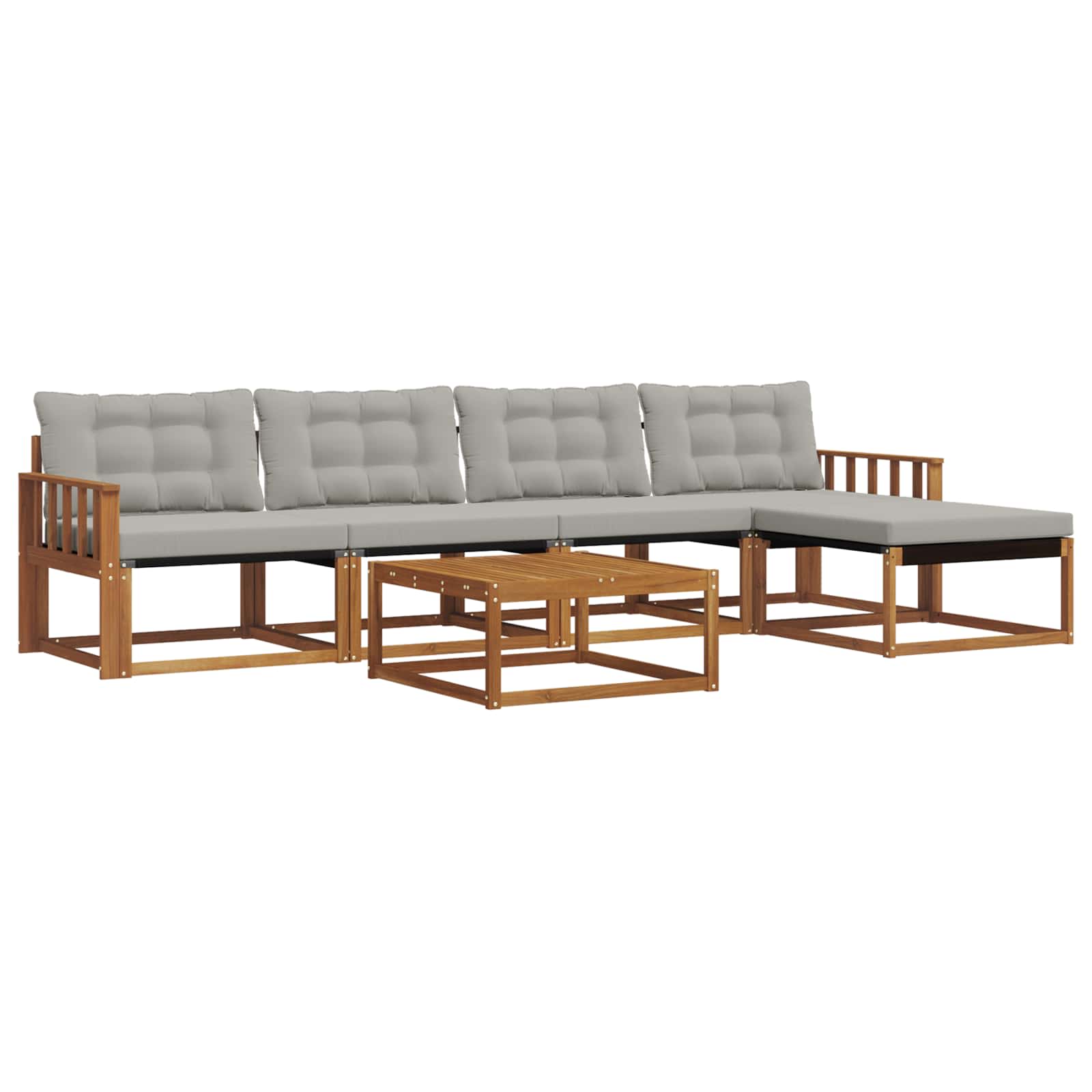 Outdoor-Sofagarnitur mit Kissen 6 pcs Natürlich und Hellgrau