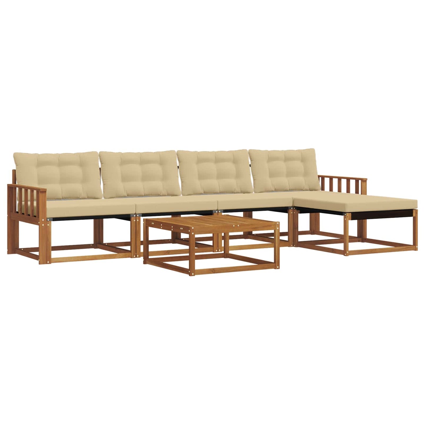 Outdoor-Sofagarnitur mit Kissen 6 pcs Natur und Beige