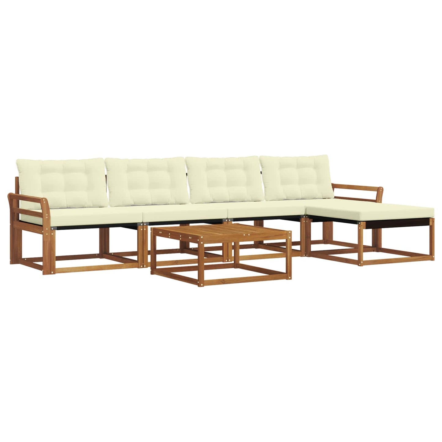 Outdoor-Sofagarnitur mit Kissen 6 pcs Natur und Creme