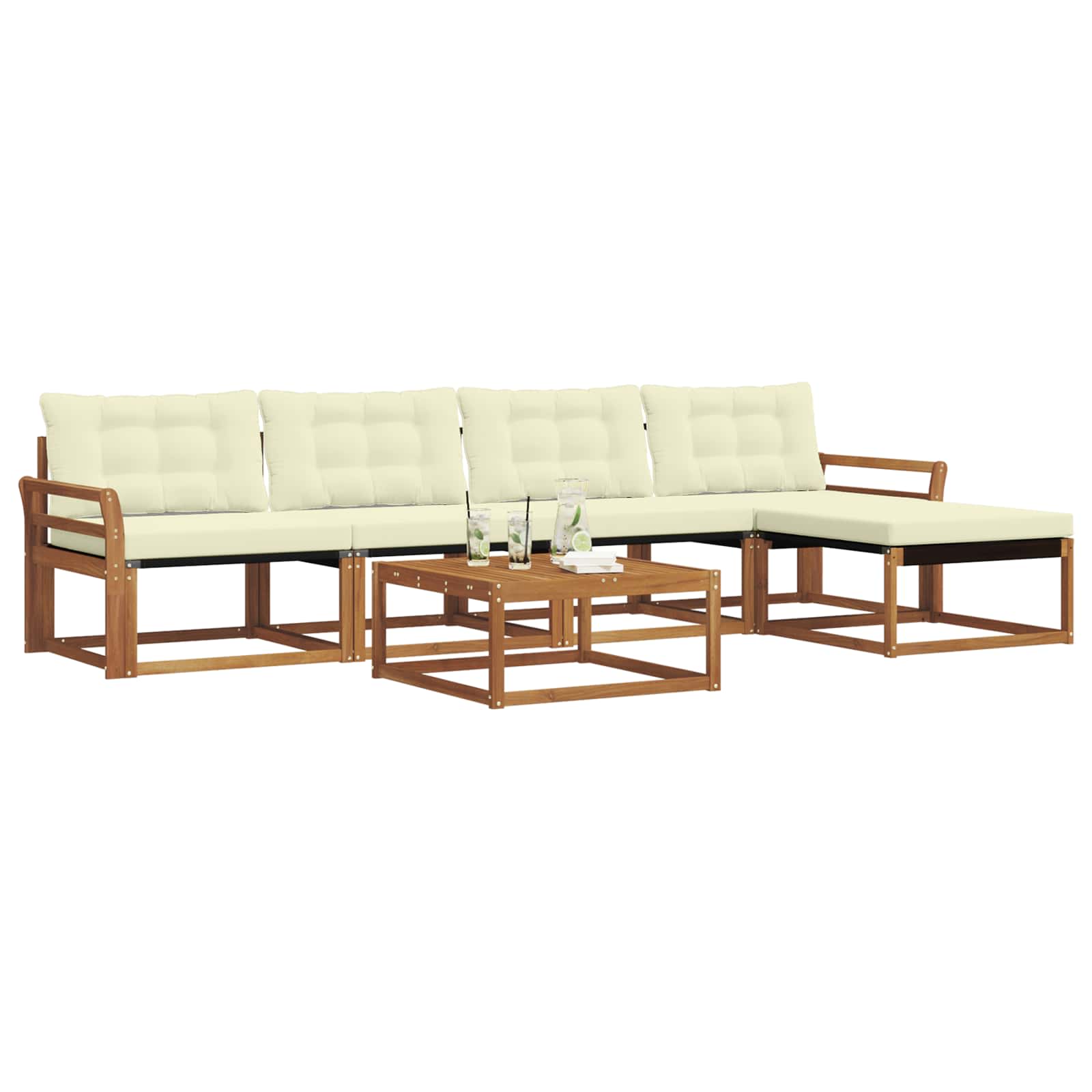 Outdoor-Sofagarnitur mit Kissen 6 pcs Natur und Creme