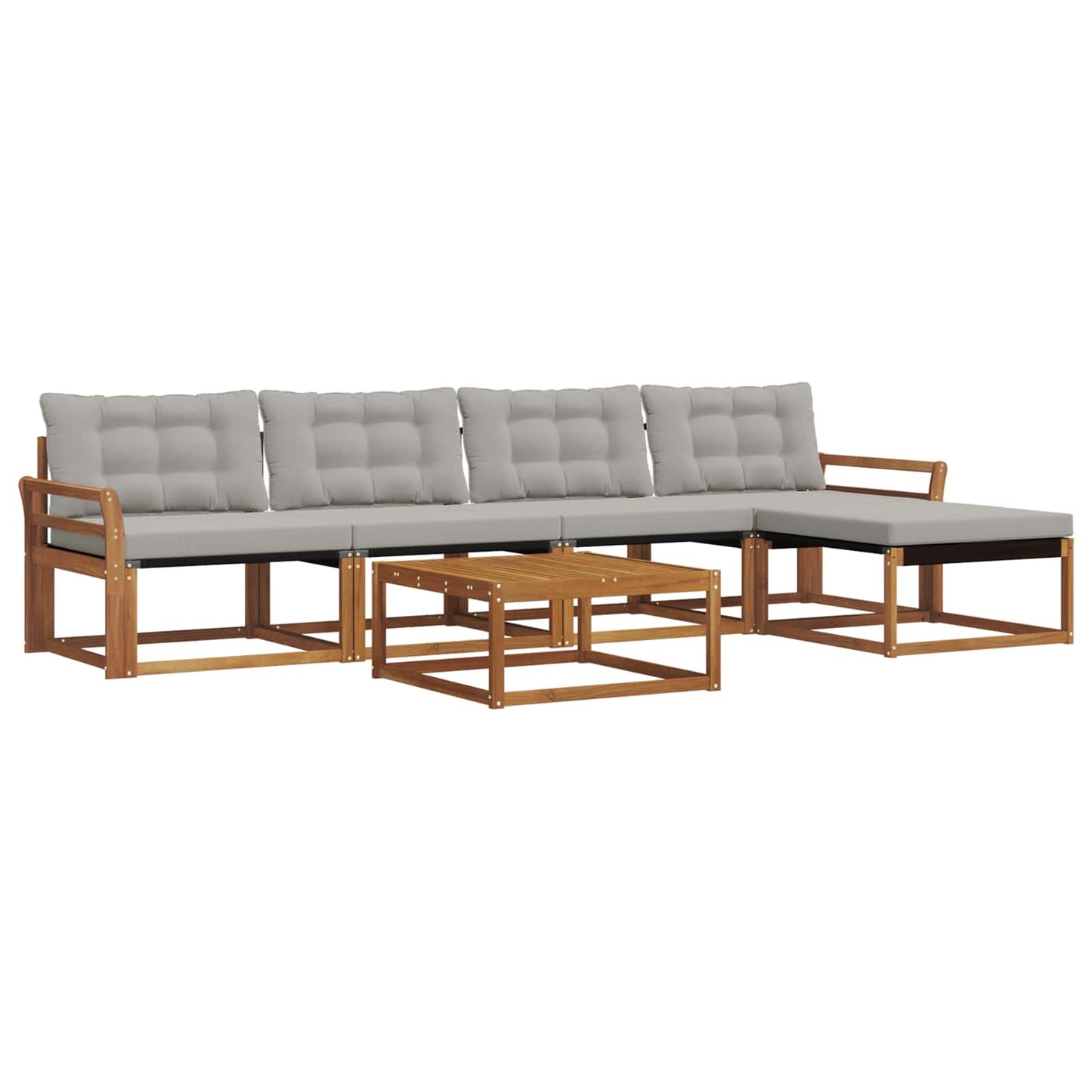 Outdoor-Sofagarnitur mit Kissen 6 pcs Natürlich und Hellgrau