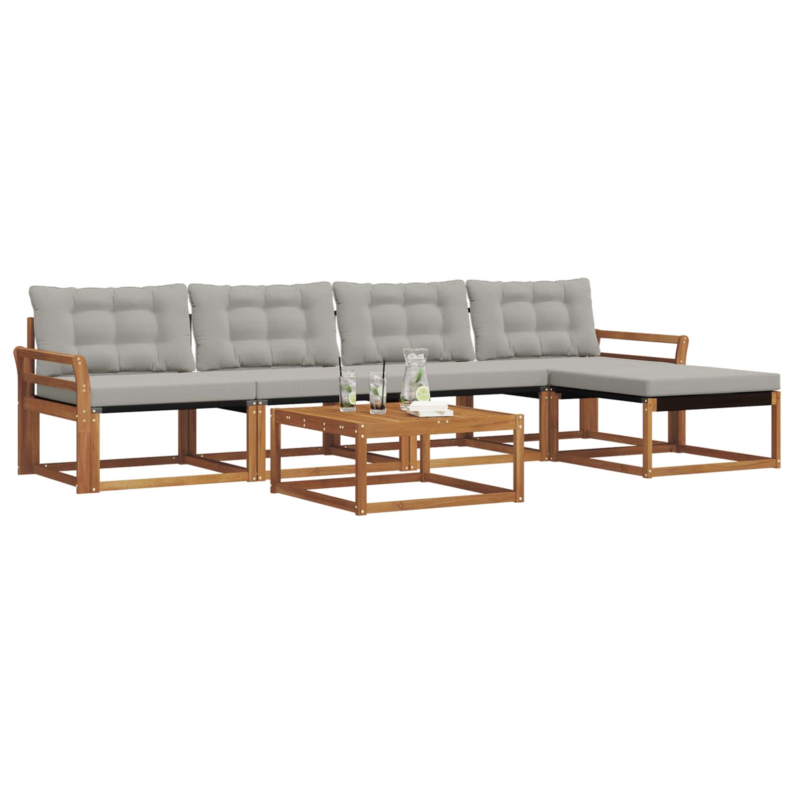 Outdoor-Sofagarnitur mit Kissen 6 pcs Natürlich und Hellgrau