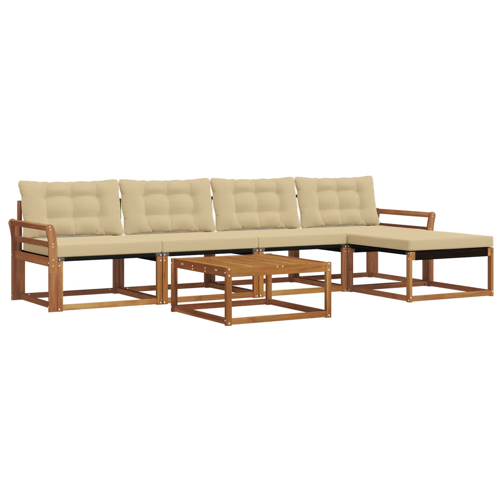 Outdoor-Sofagarnitur mit Kissen 6 pcs Natur und Beige