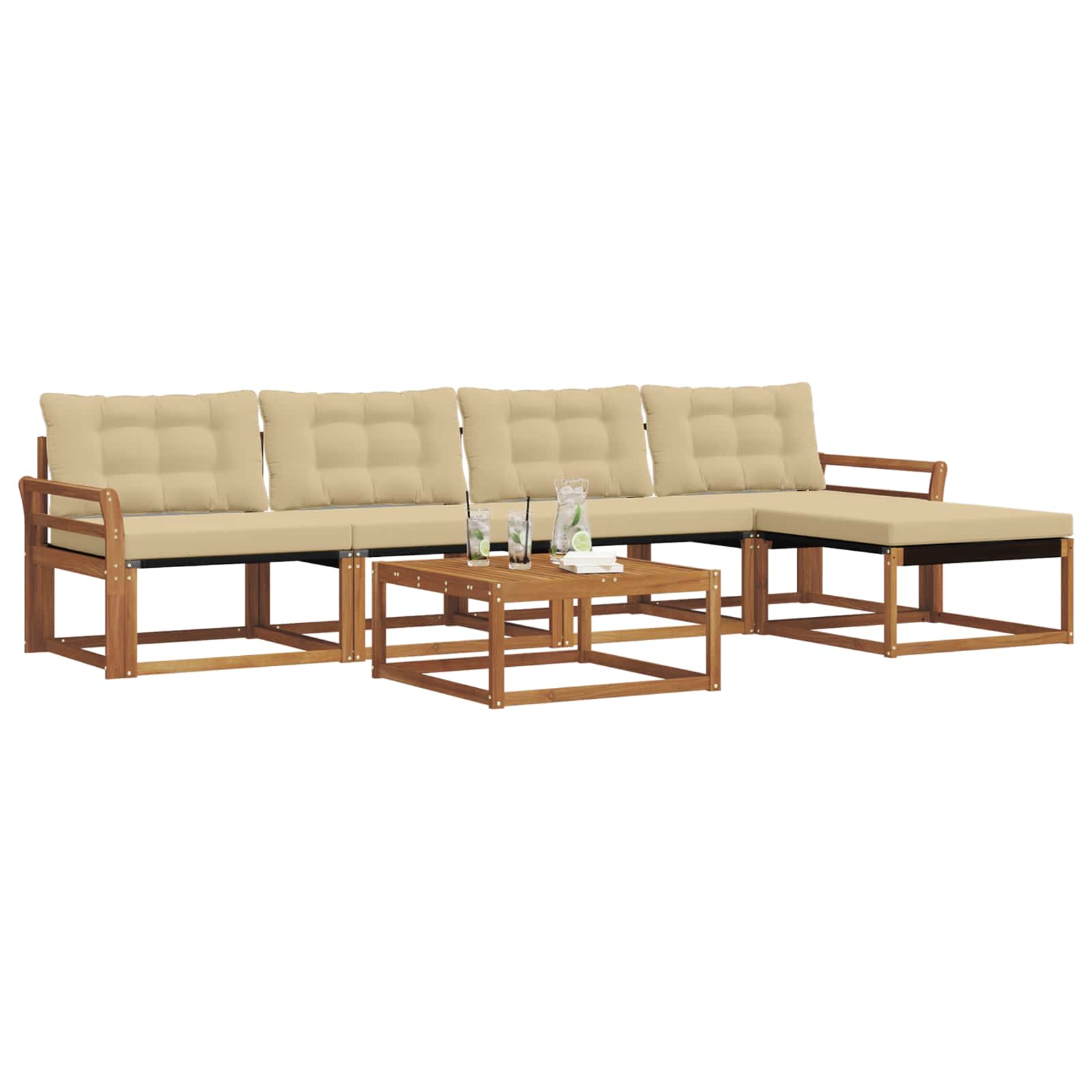 Outdoor-Sofagarnitur mit Kissen 6 pcs Natur und Beige