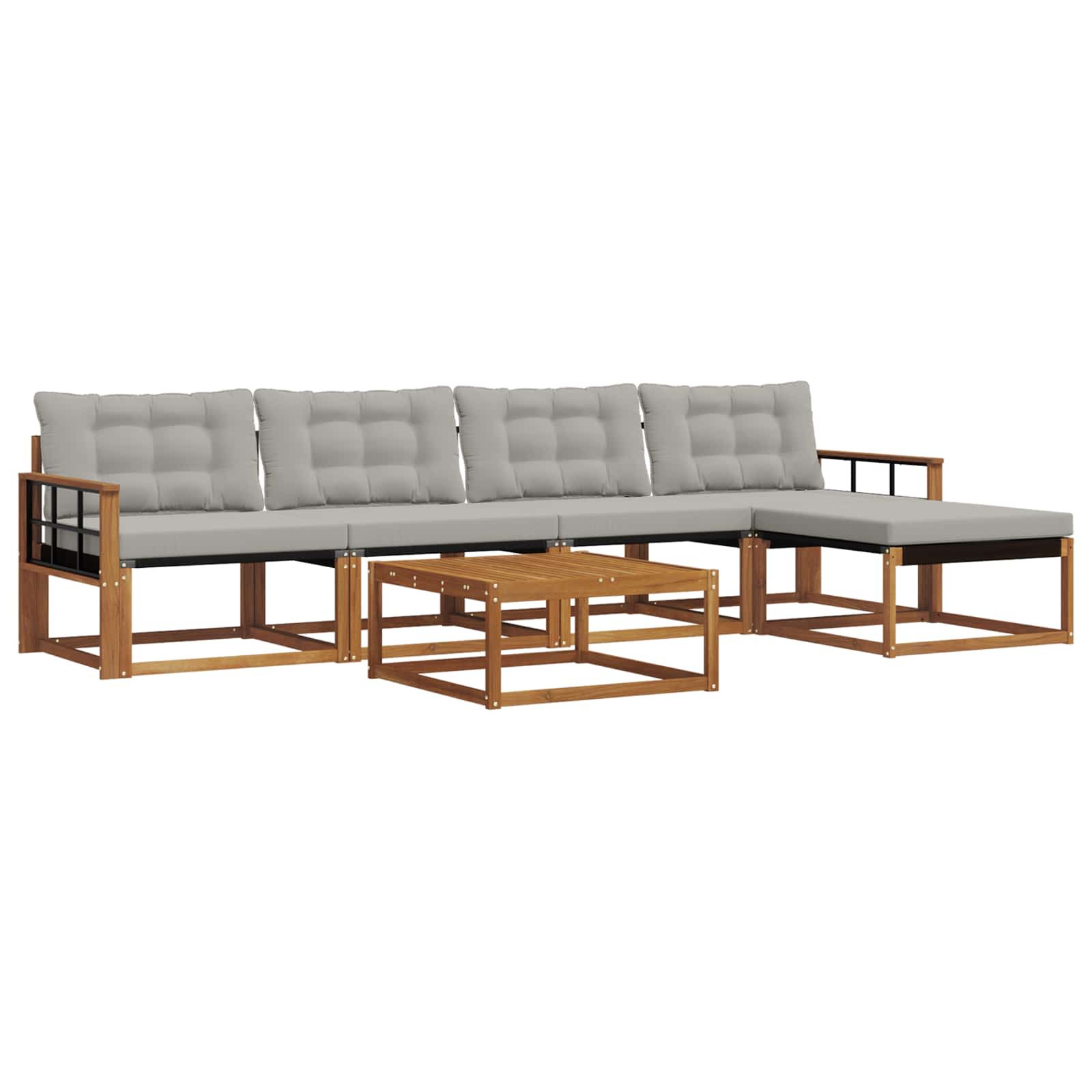 Outdoor-Sofagarnitur mit Kissen 6 pcs Natürlich und Hellgrau